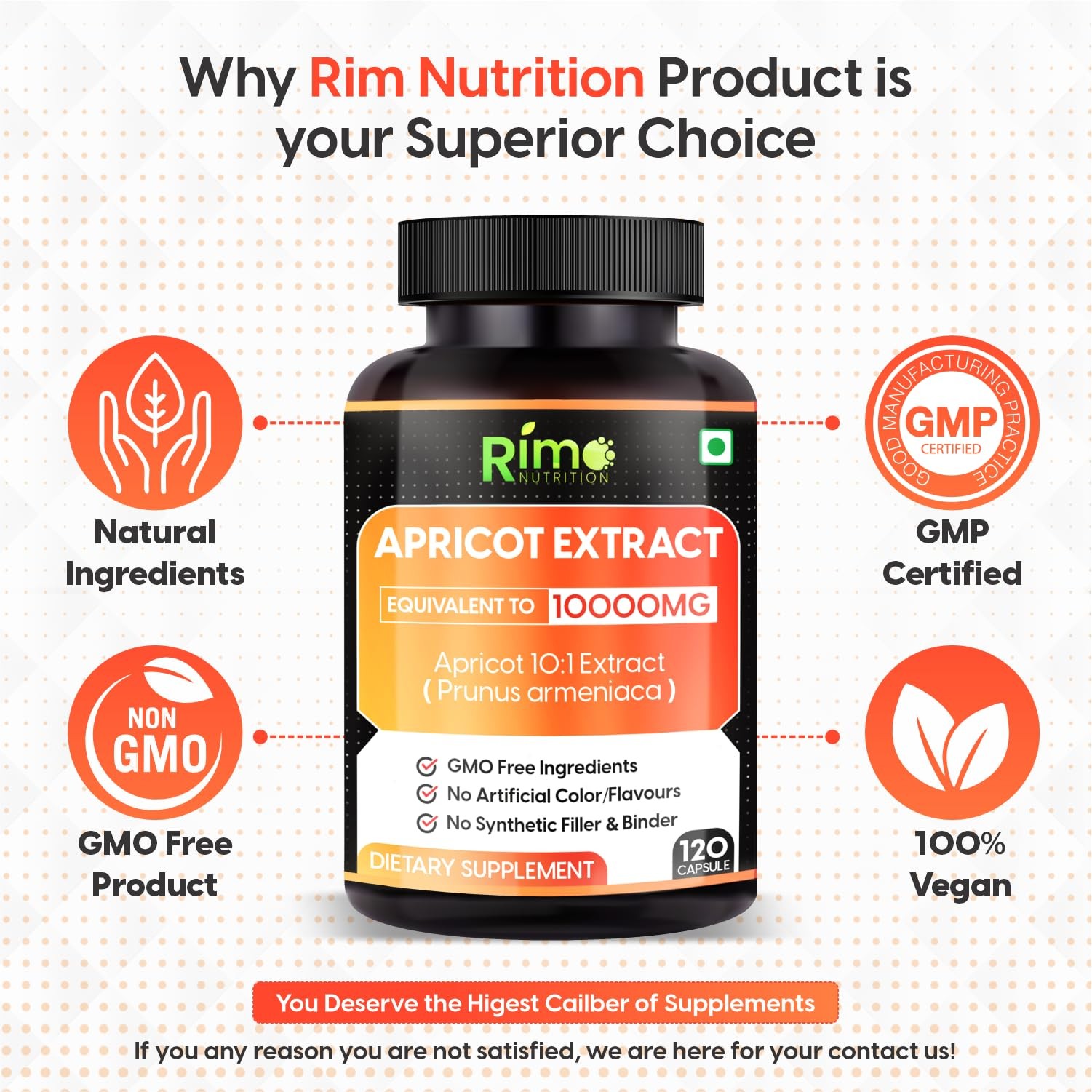 Rimo Nutrition Apricot Capsules (120 Capsules) (Pack of 120 Count 1)