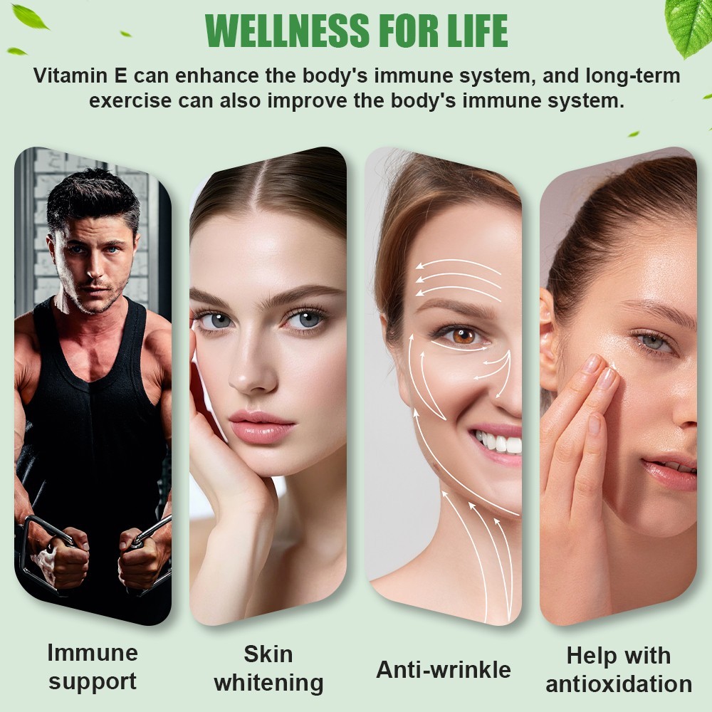 400IU 180mg Natural Vitamin E Capsules Antioxidant Anti-Aging Skin Care，60 pills