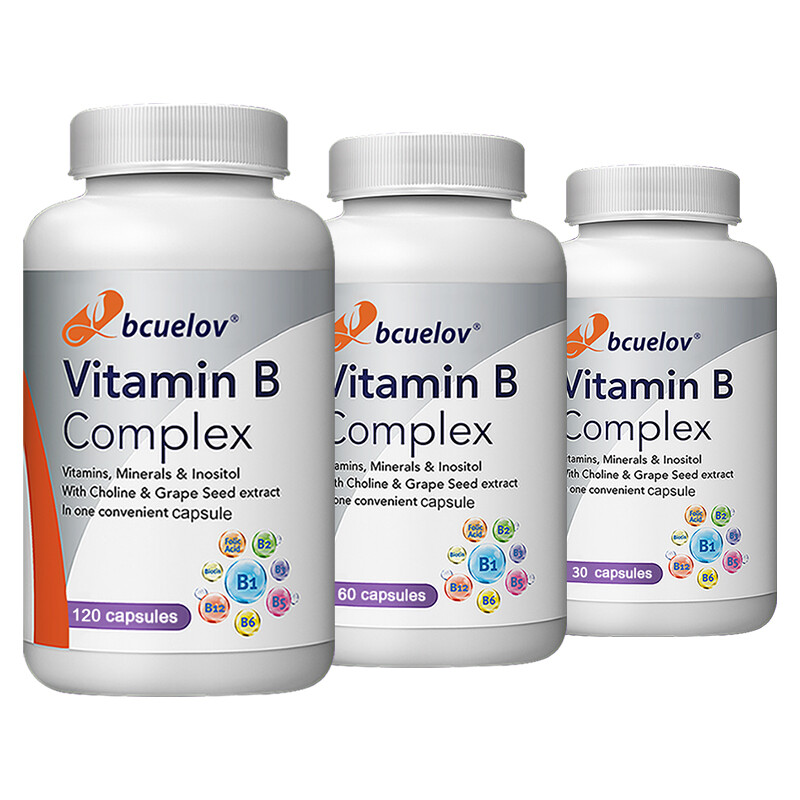 Vitamin B Complex 30/60/120Capsules B1,B2,B3,B5,B6,B12 w Minerals,Immune Support
