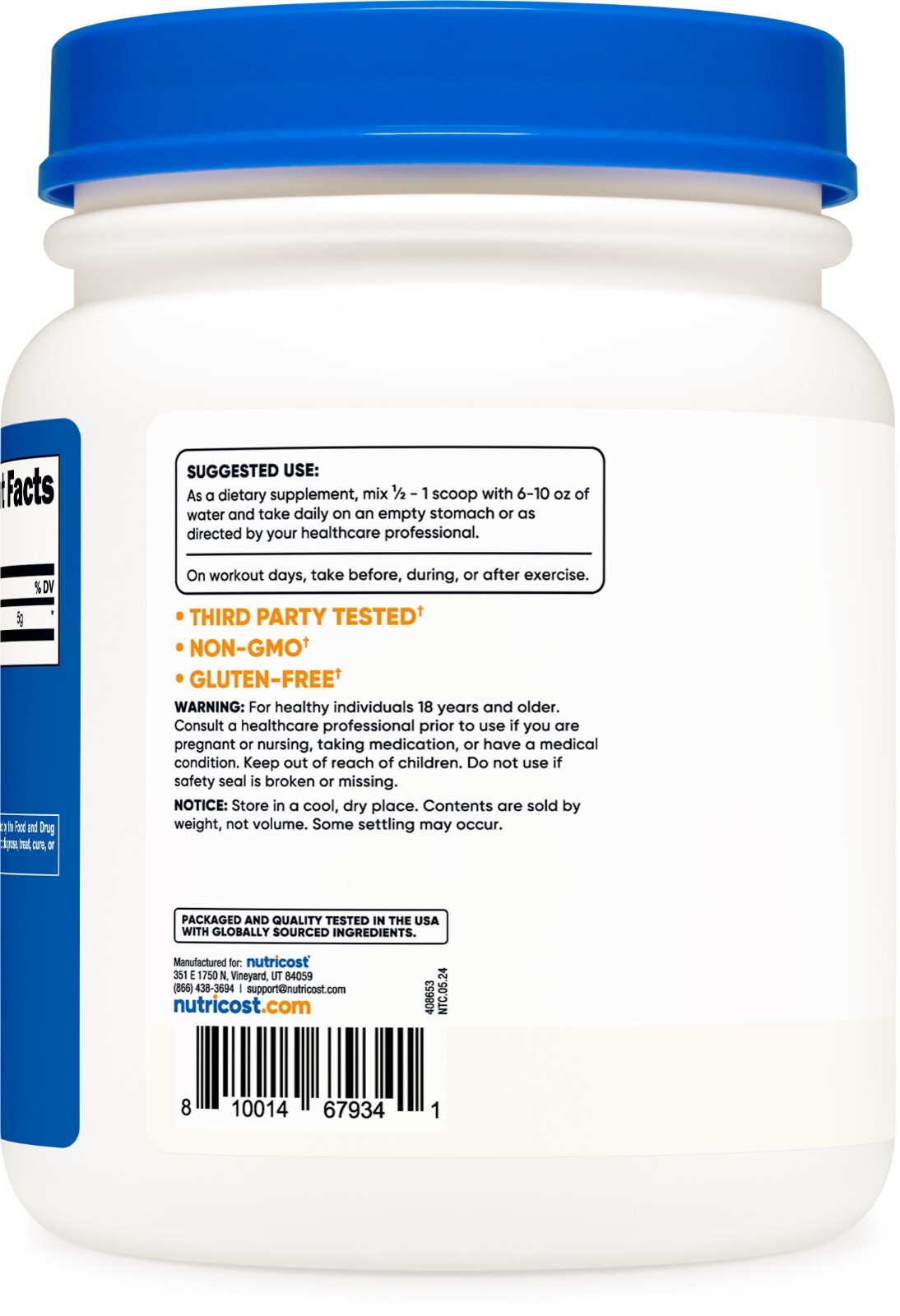 Nutricost L-Leucine Powder 500G – High Quality, Gluten Free, Non-GMO