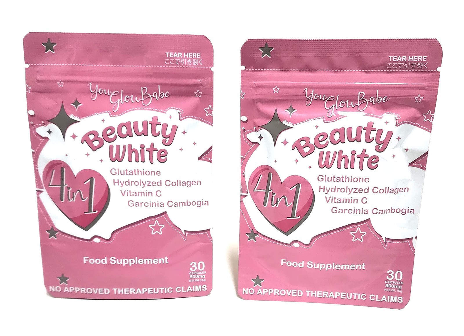 4 in 1 Glutathione Beauty Supplement – 60 Capsules (2 Packs of 30) – Skin Glow &