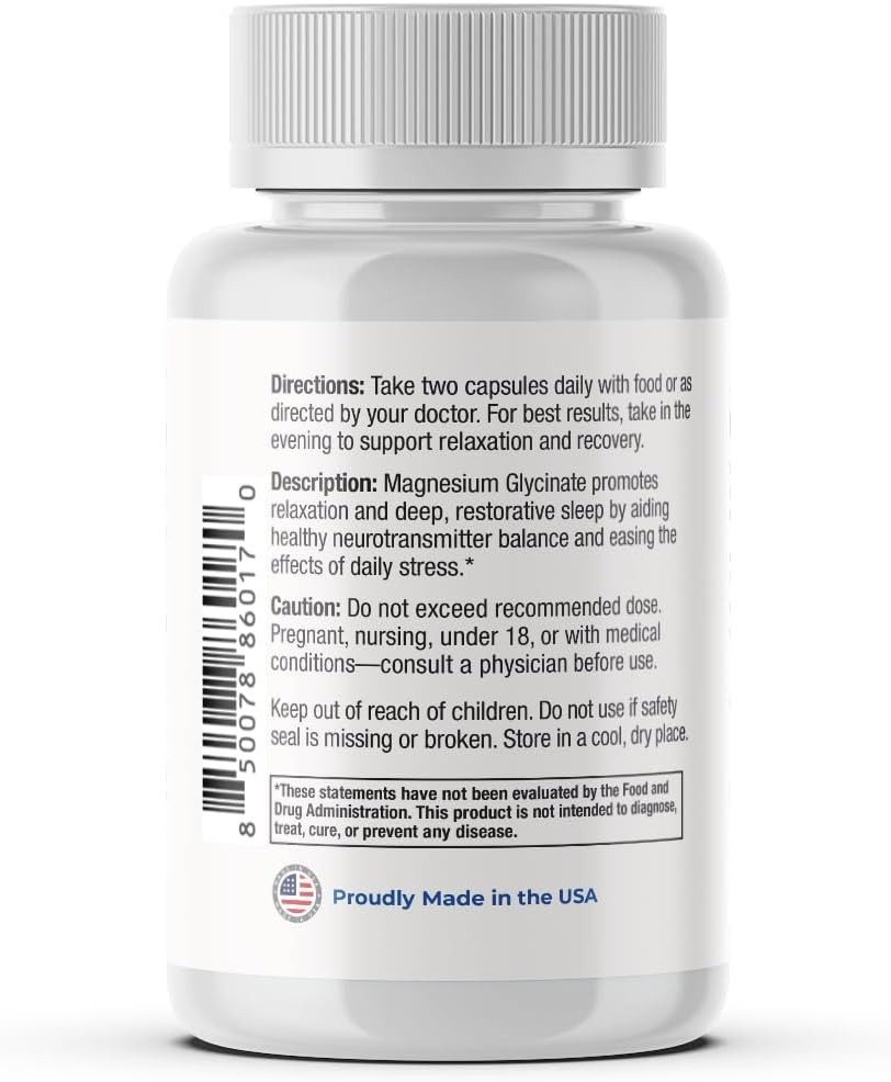 High Absorption Bioavailable Magnesium Glycinate 150mg 60 Capsules Sleep Support