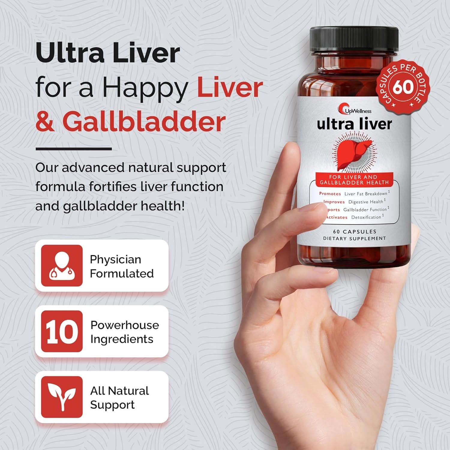 UpWellness Ultra Liver Supplement targeted for Liver Wellness AND Gallbladder Su