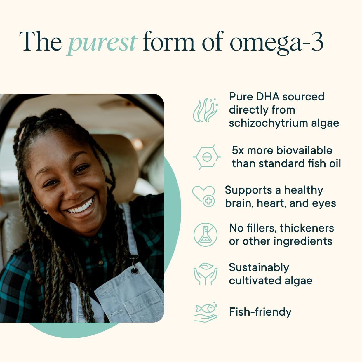 Ora Organic Vegan Omega 3 Supplement 500mg DHA for Brain, Eye, and Heart Hea…