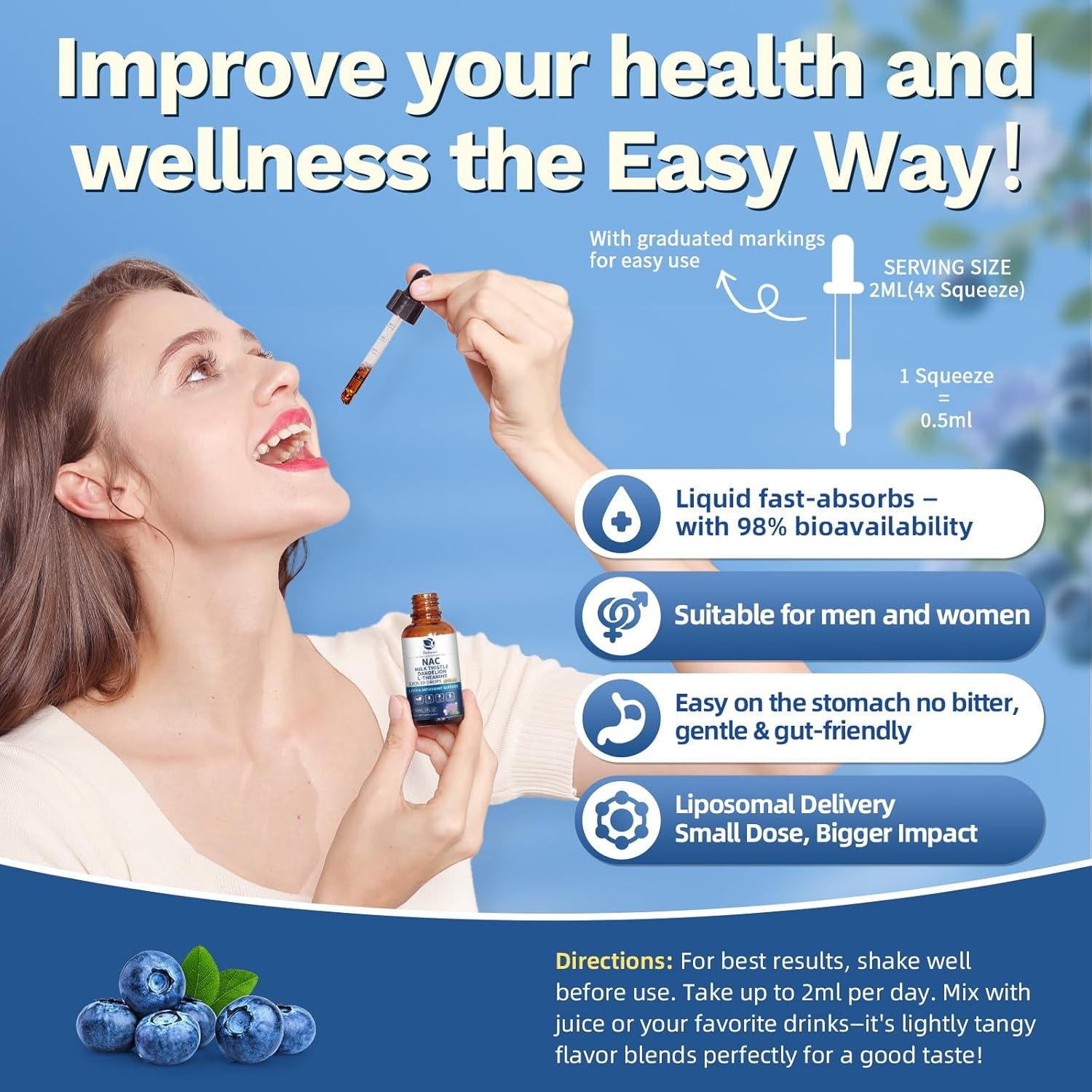 Liposomal Liquid NAC Supplement N-Acetyl Cysteine Drops, N Acetyl Cysteine 500mg