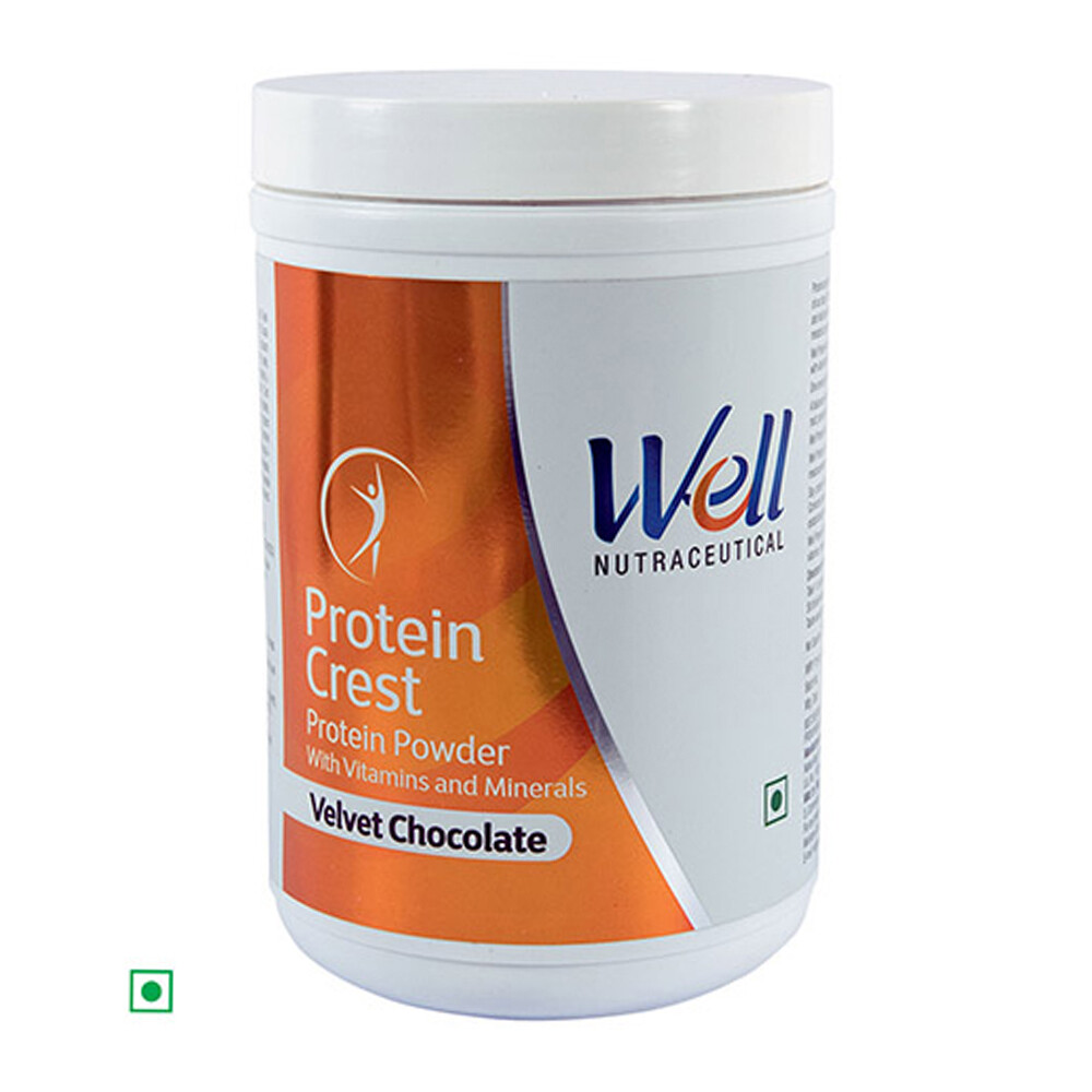 Well Herbals Protein Crest Whey Protein Vitamins Velvet Chocolate 500 gm F Ship