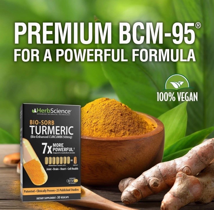 2-Pack Herb Science Bio-Sorb Turmeric Bio-Enhanced Curcumin 500mg 30 ct EXP 9/27