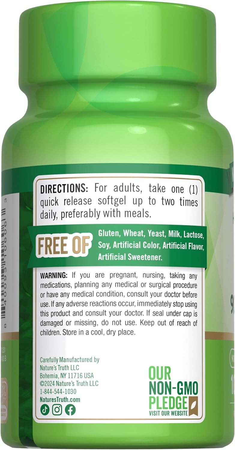 Nature’s Truth Vitamin E Softgels | 200 IU | 100 Softgels | Non-GMO & Gluten Fre