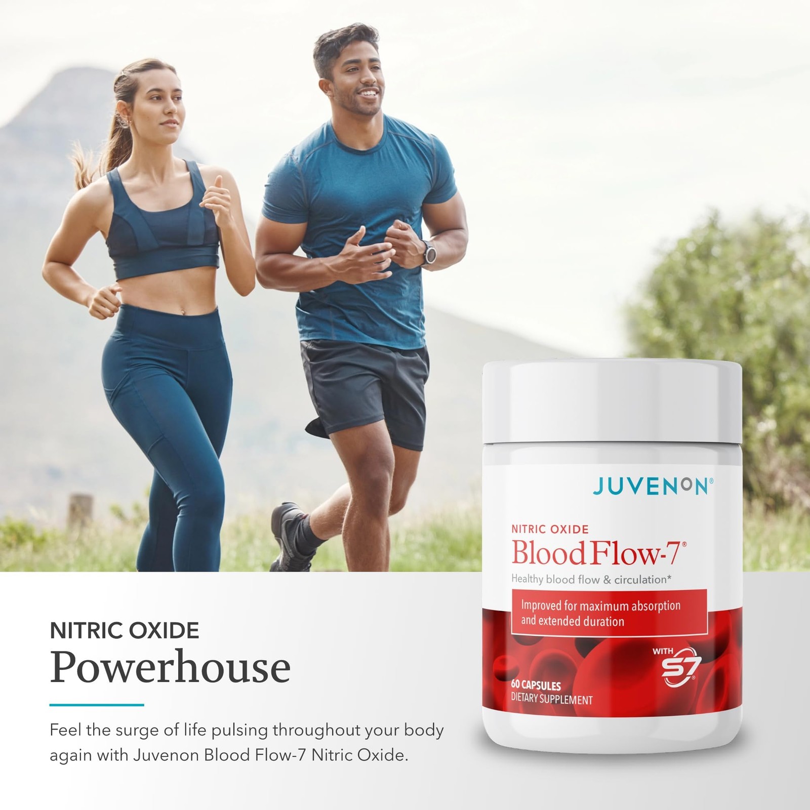 Juvenon BloodFlow-7 Nitric Oxide Supplement with Nitrosigine 60 Count (Pack of 3