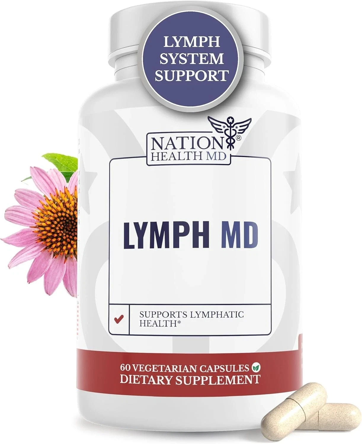 Lymph MD Support System Lymphatic 9 Botanical Herbs Supplement 60 Capsules