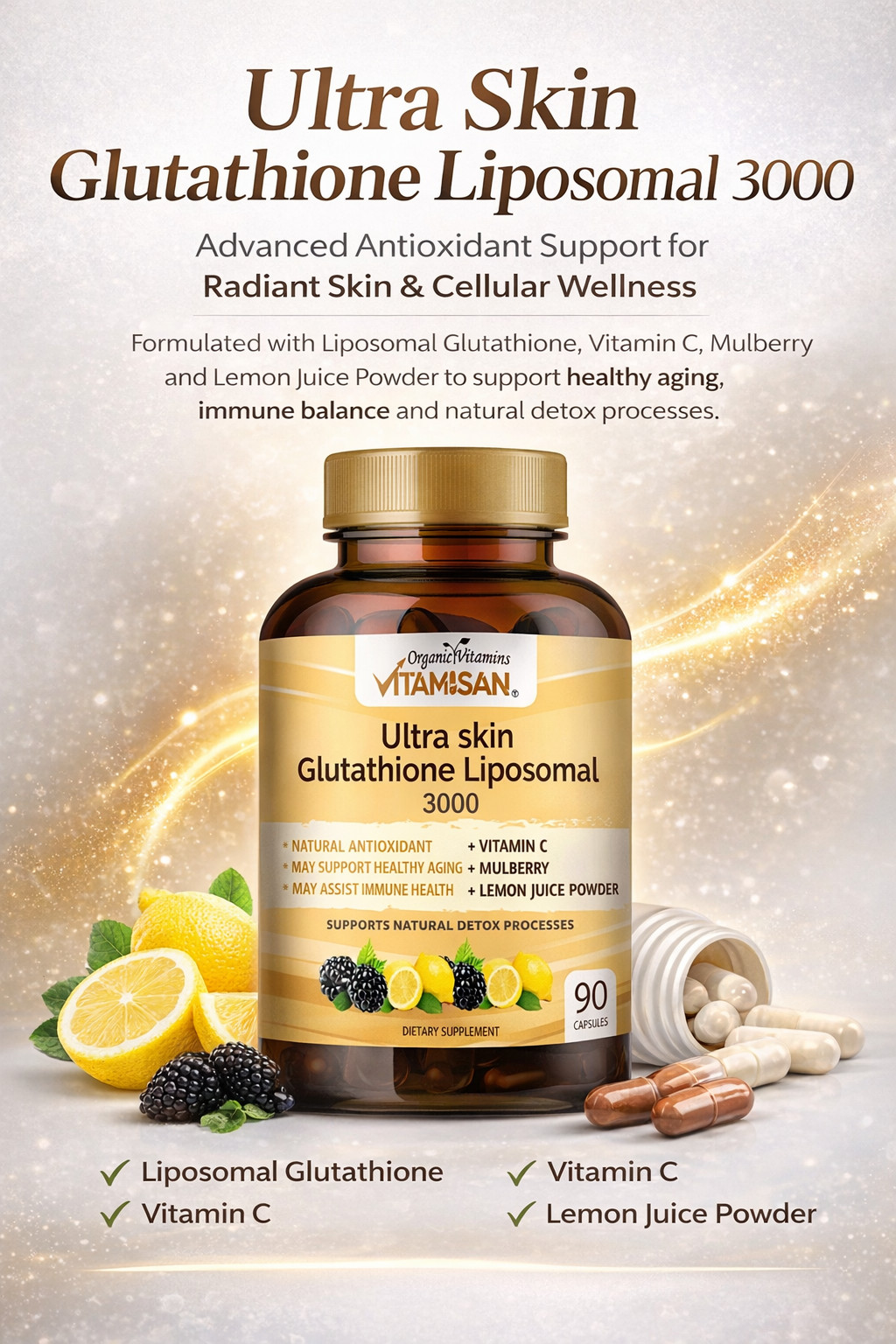Glutathione Liposomal 3000 + Vitamin C Antioxidant Support 90 Caps