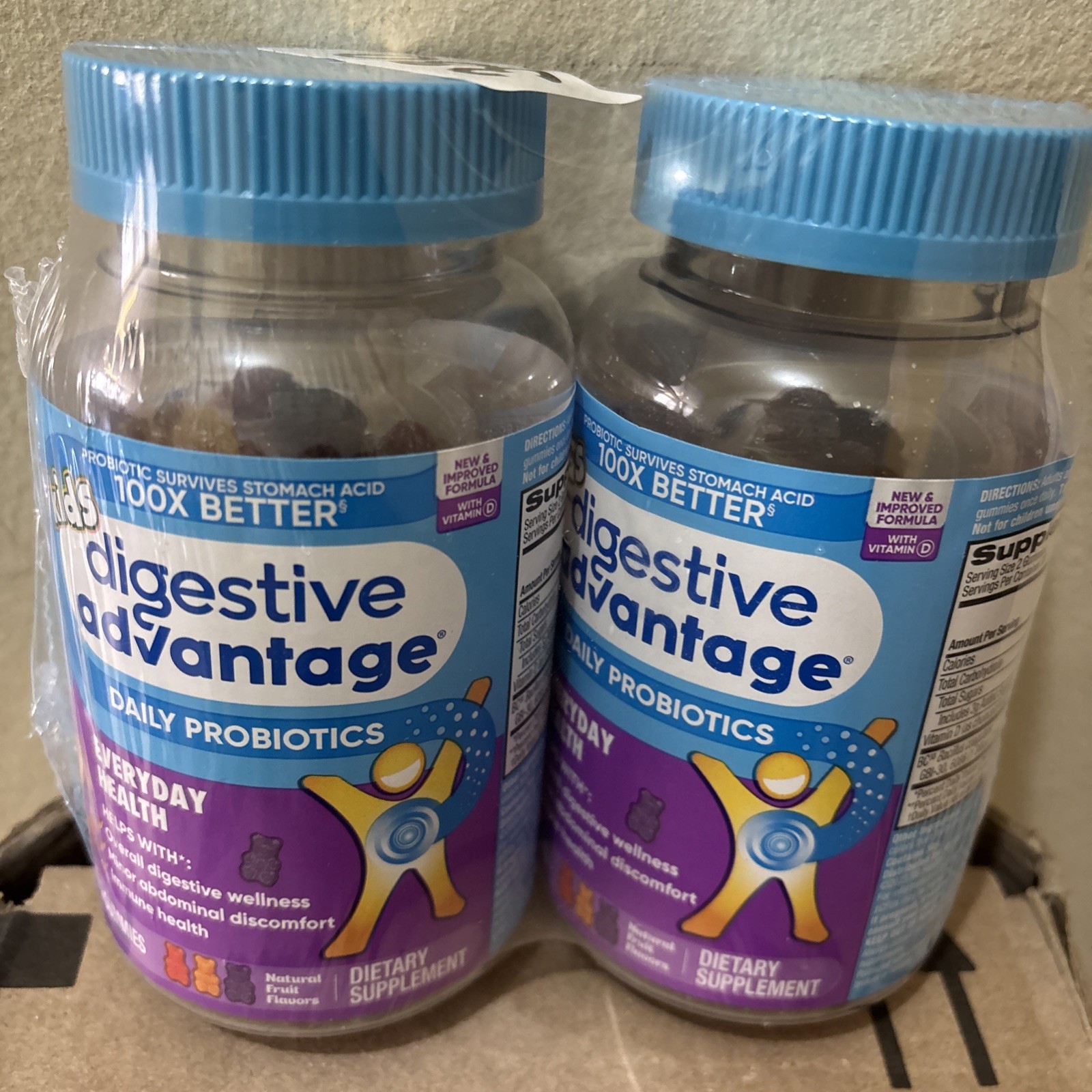 2 Pack Digestive Advantage Daily Probiotic – 60 Count Gummies Kids 12/26