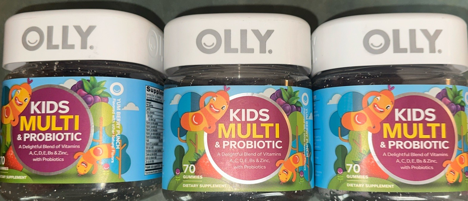 LOT OF 3 Olly Kids Multi Probiotic Yum Berry Punch 70 Gummies Eac Exp 12/2027 A5