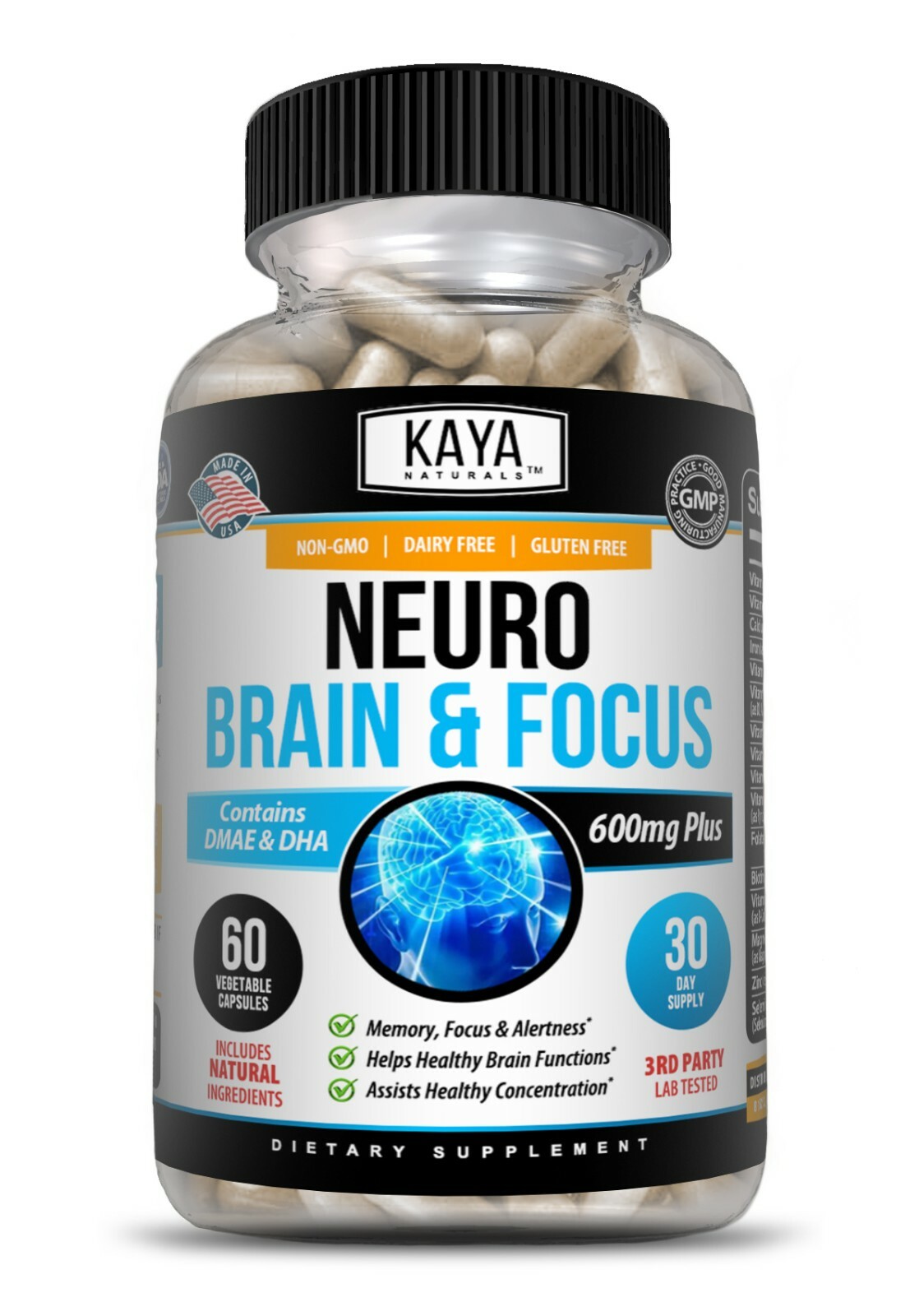 Neuro Brain & Focus 60ct, Healthy Memory Function, Clarity Nootropic Supplement