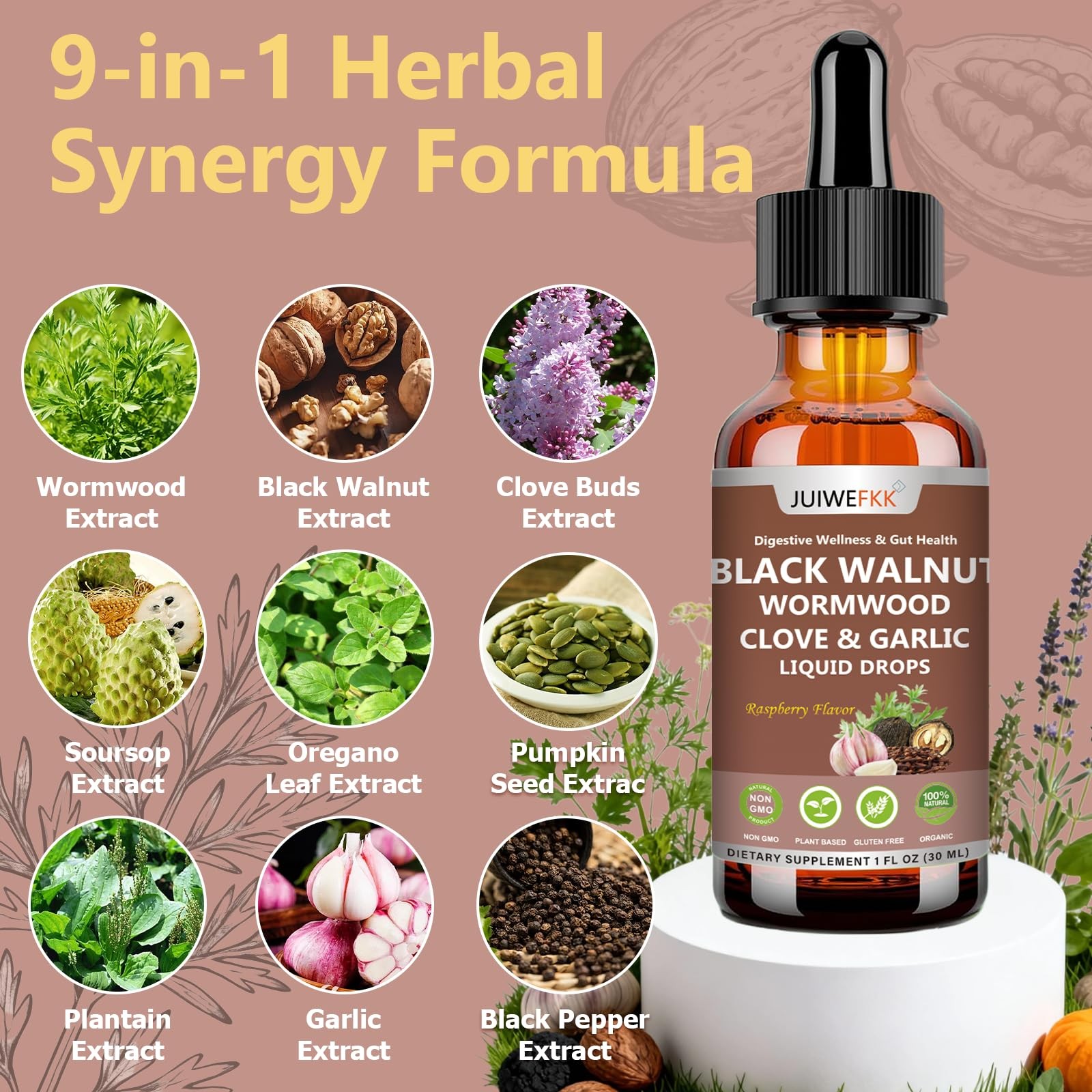Wormwood Black Walnut Clove for Humans Tincture, Advanced 1 Fl Oz (Pack of 1)