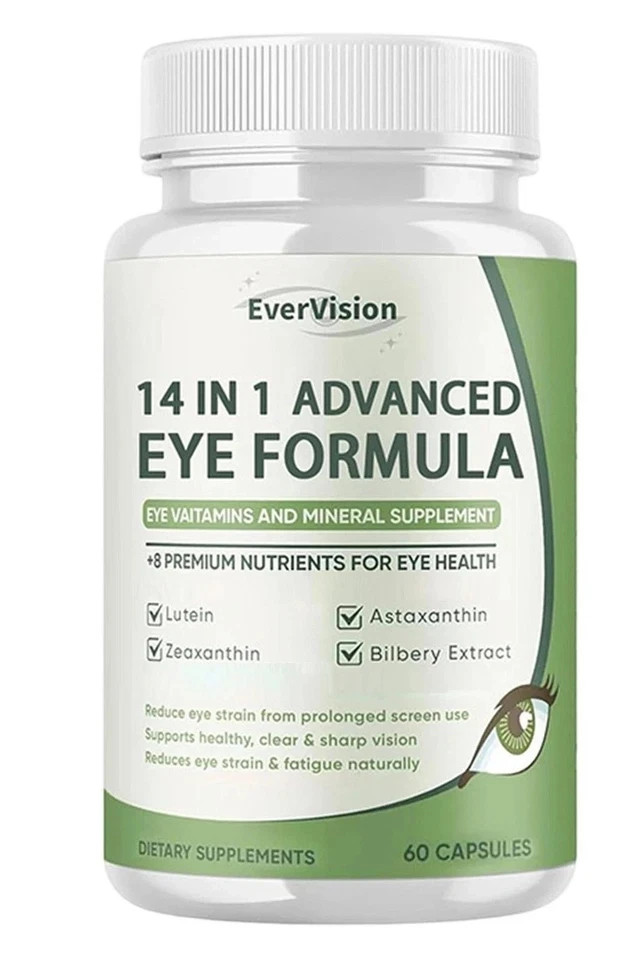 (PACK 5) Evervision Daily Eye Health Advanced Supplement 14 in 1 60 Capsules US
