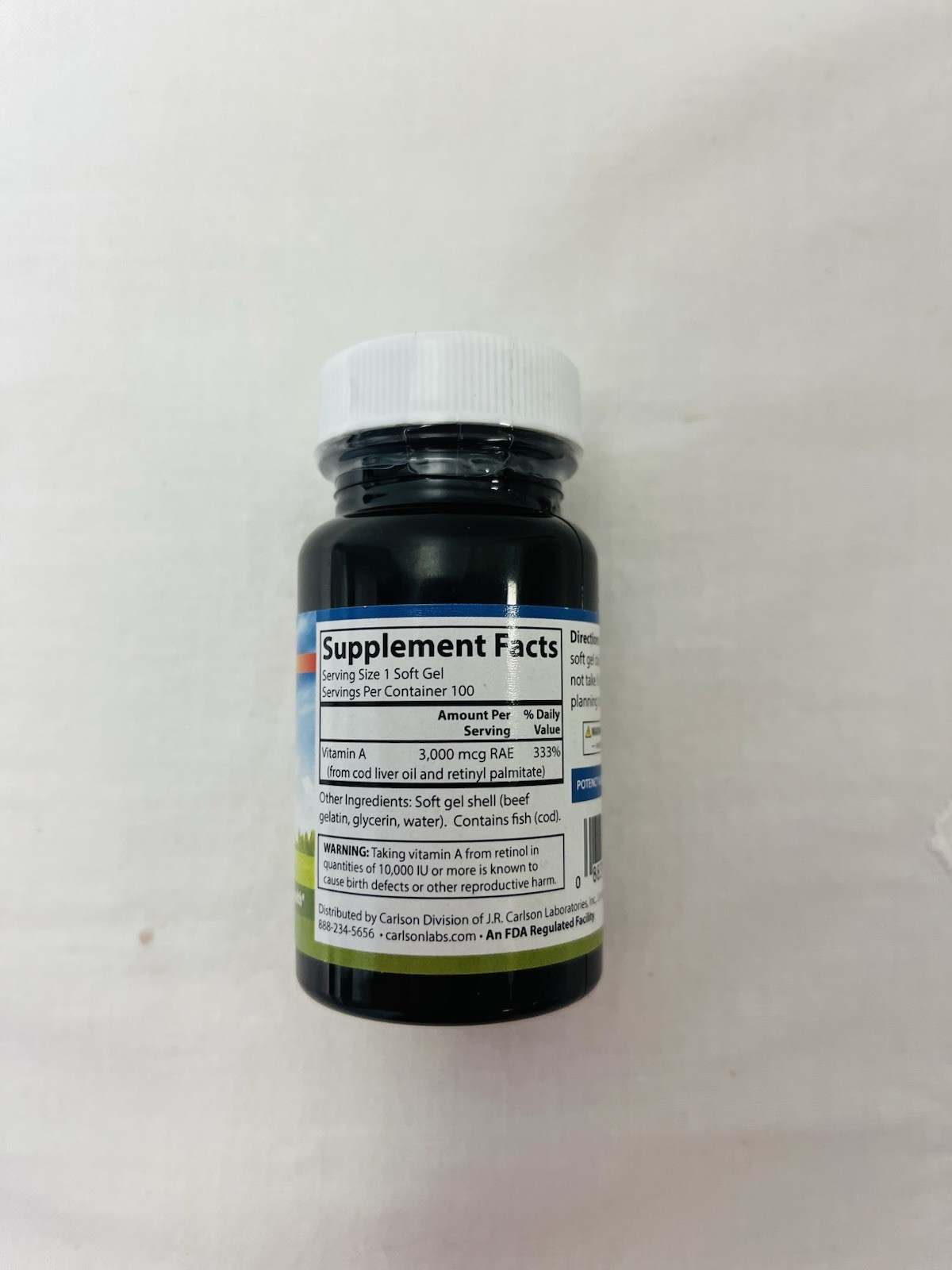 Carlson Vitamin A 3,000 mcg Immune Skin Vision Support 100 Soft Gel Caps NEW