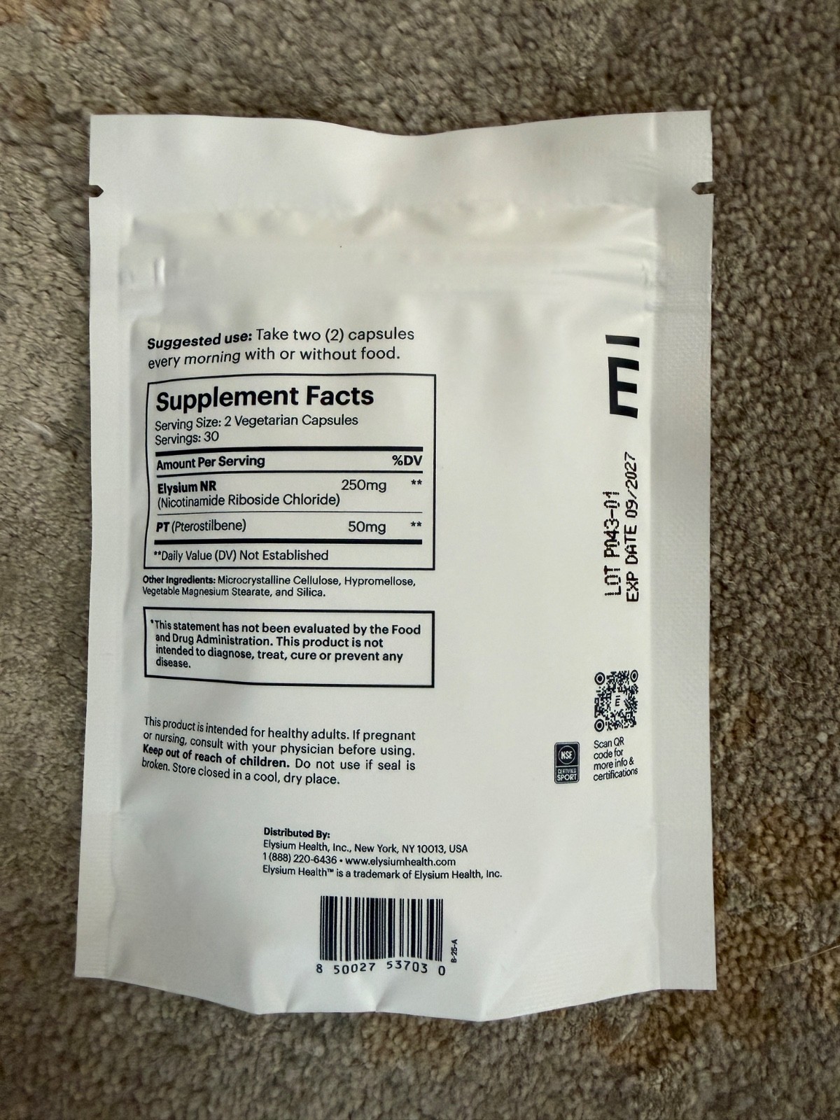 ELYSIUM Basis NAD Plus Supplement 30 Servings – with 60 Count (Pack of 1)