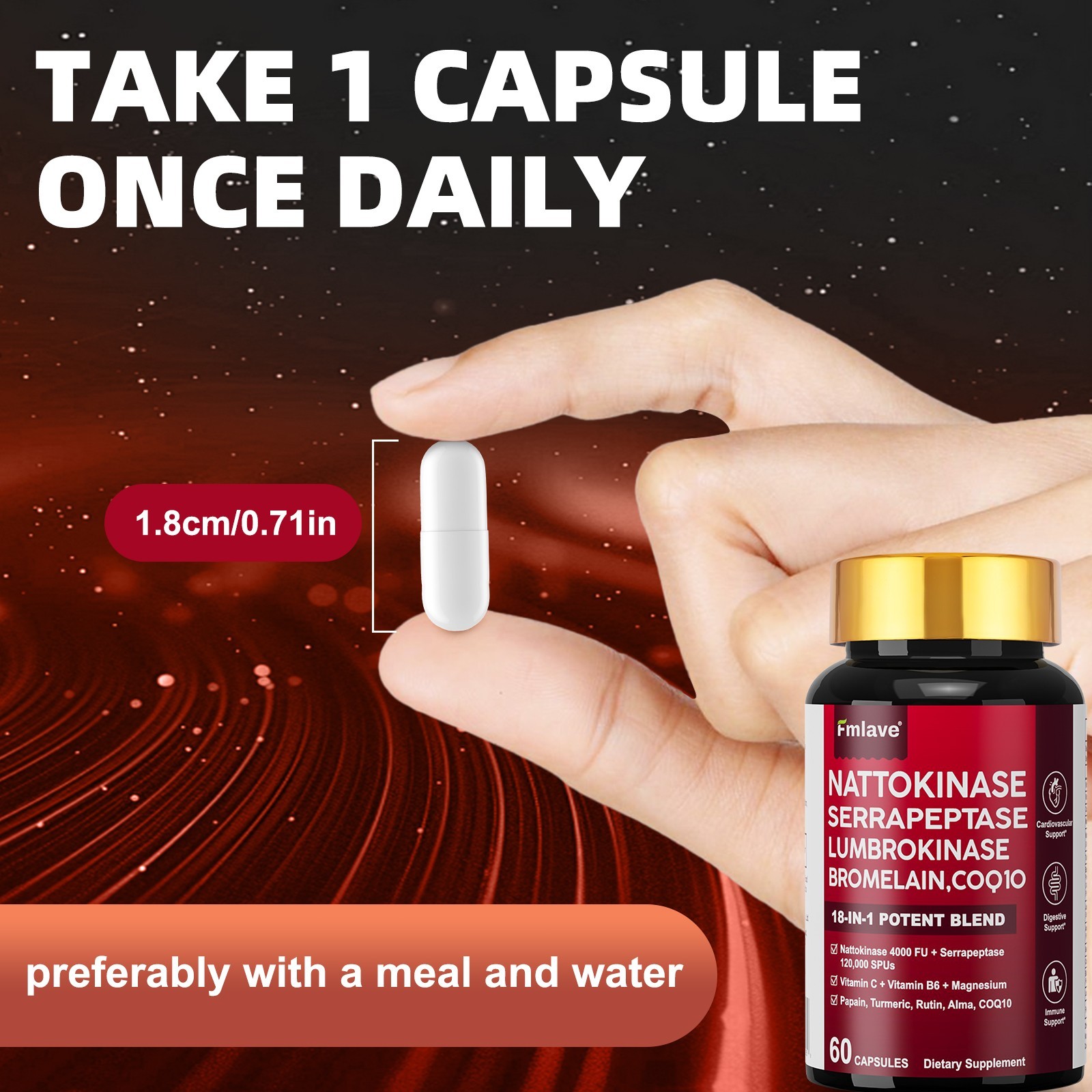 Nattokinase 4,000 FU Heart & Cardiovascular Health, Circulatory Support Non-GMO