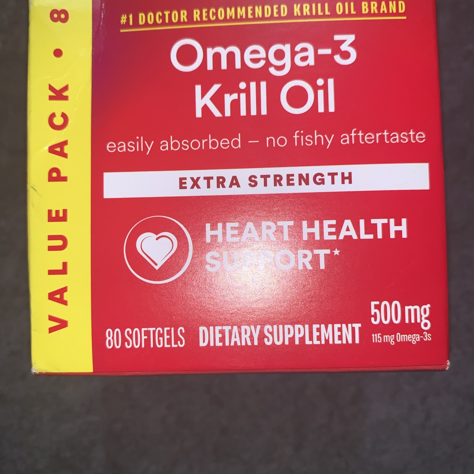 MegaRed Omega-3 Krill Oil Extra Strength 500 MG 80 Softgels Exp 12/2025