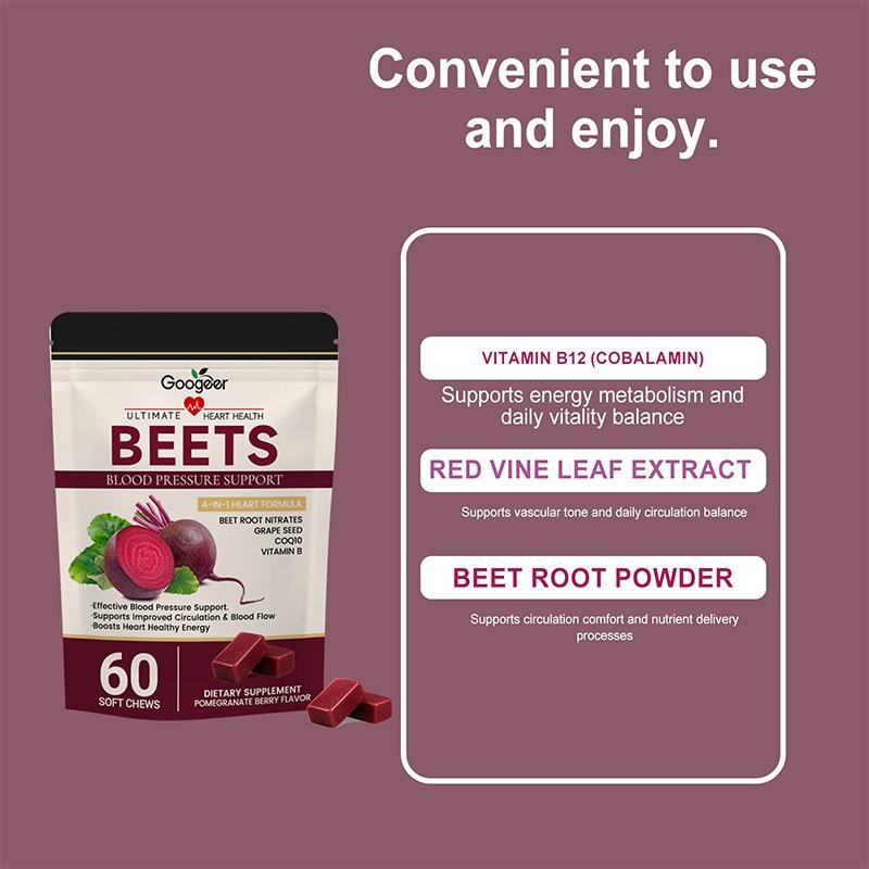 Googeer Total Beets Concentrated Beet Root Soft Chews 60-Count