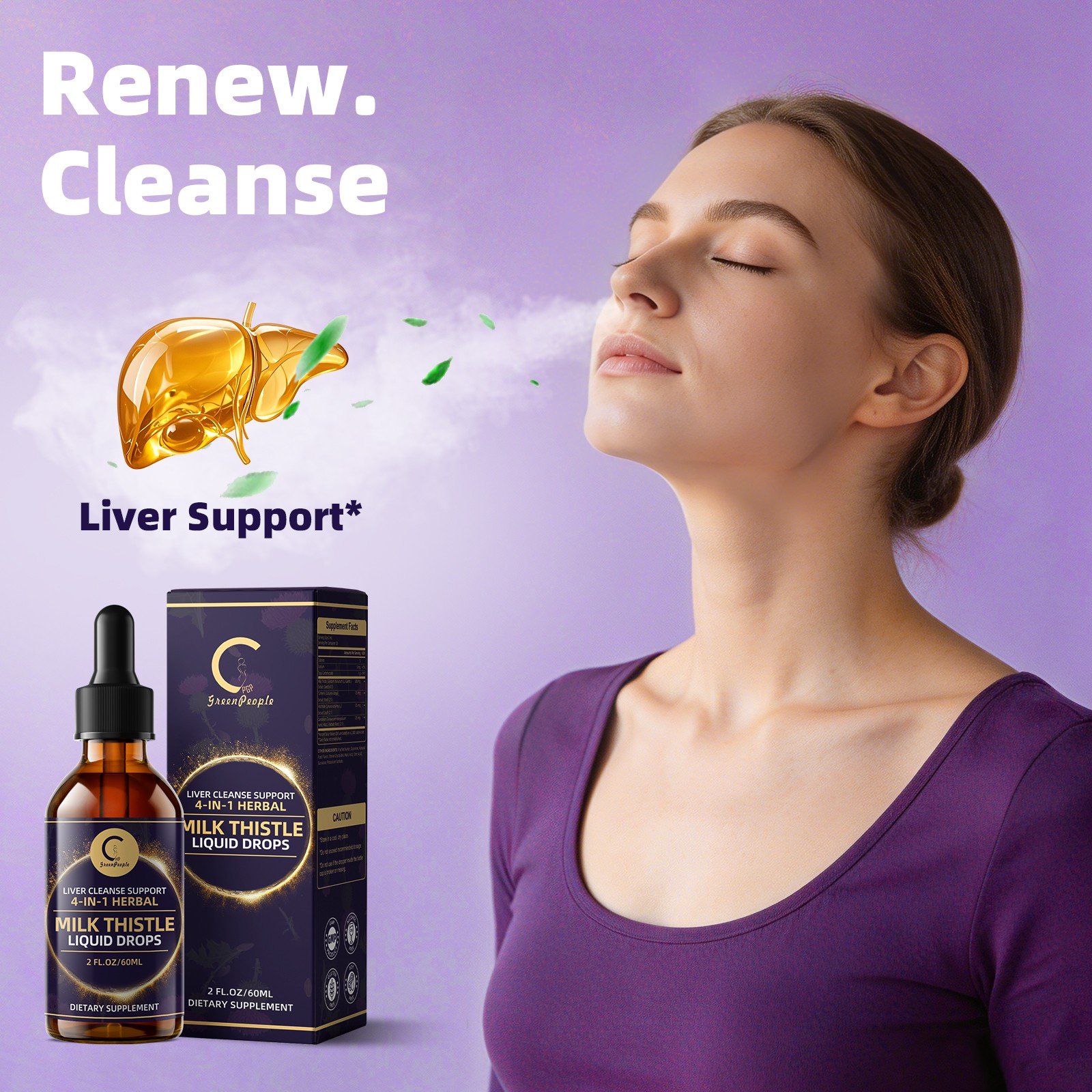 Liver Cleanse & Detox Drops MilkThistle 60,000 mg Milk Thistle Seed 2 FL.OZ