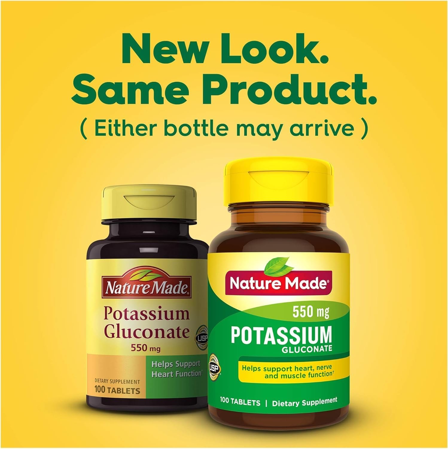 Nature Made Potassium Gluconate 550mg, 100 100 Count (Pack of 1), No Color