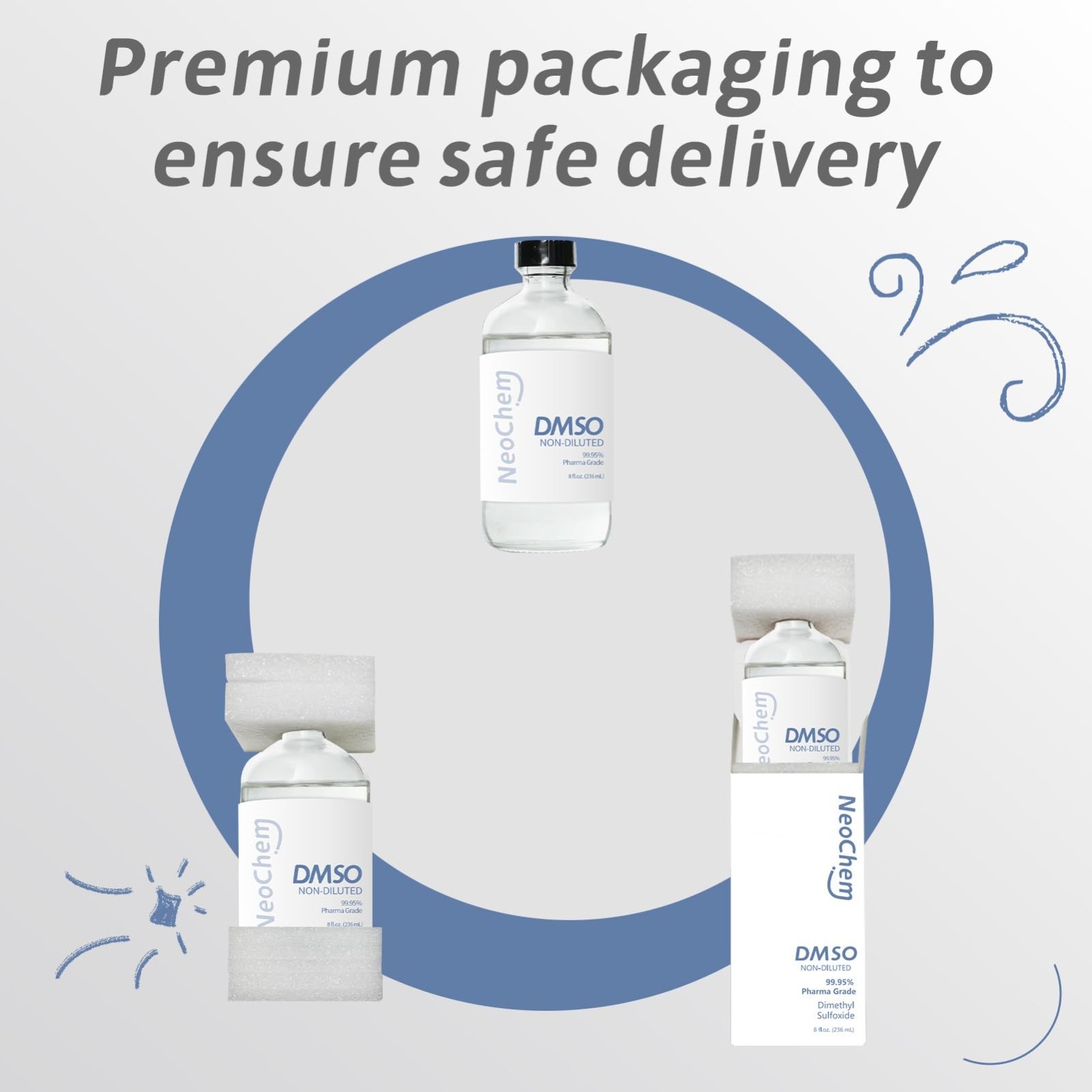 99.95% Pure DMSO Liquid 8 oz | Undiluted & Odorless | Premium Glass Bottle