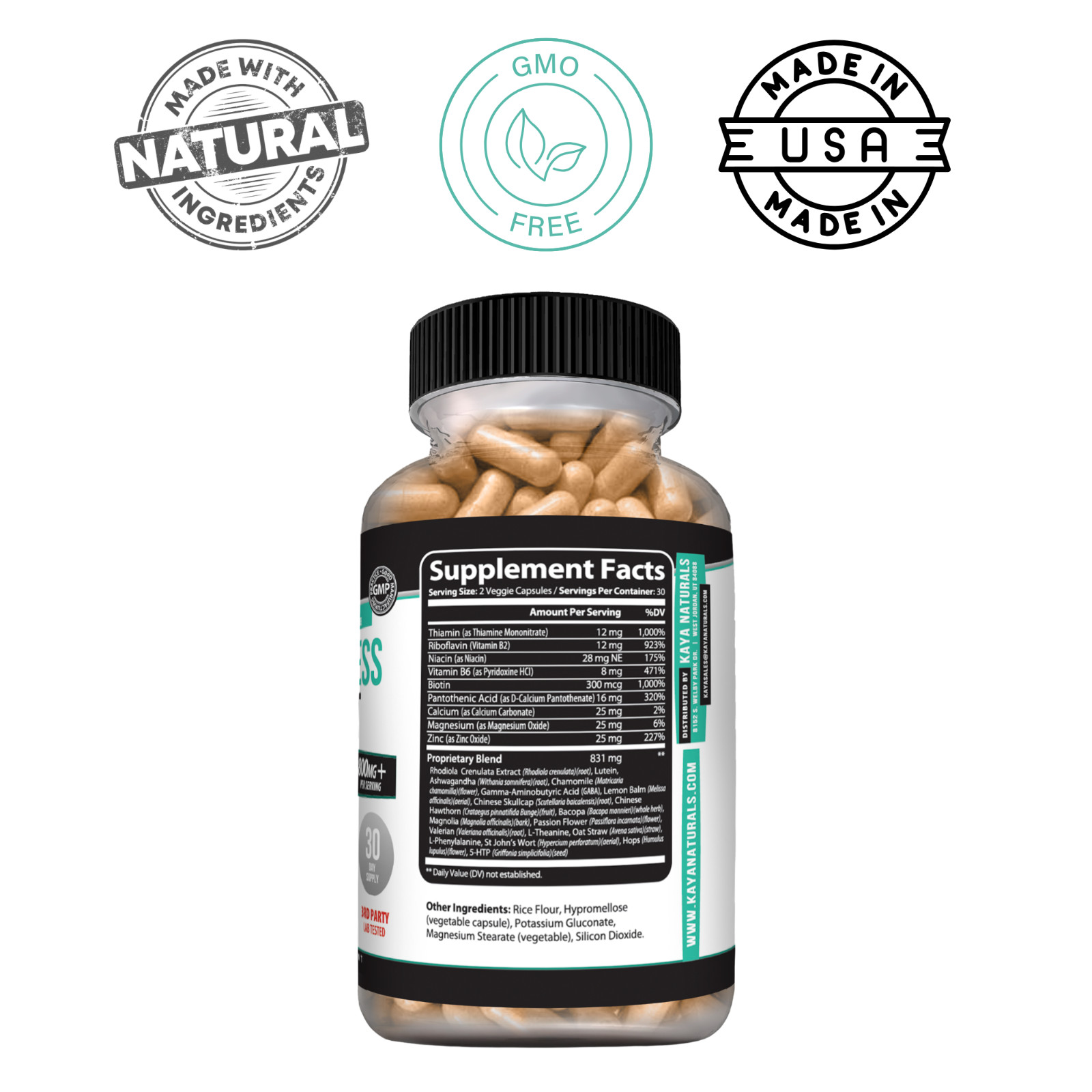 (2 Pack) Natural Anti Anxiety & Stress Relief 60 Ct, Combat Stress, Non-Drowsy