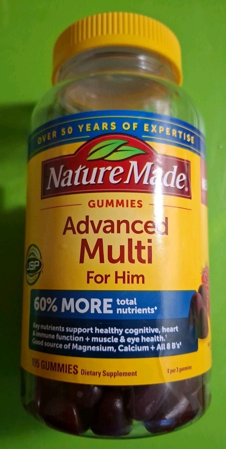 Nature Made Advanced Multi For Him Gummies 195 Ct Multivitamin Exp 05/2027