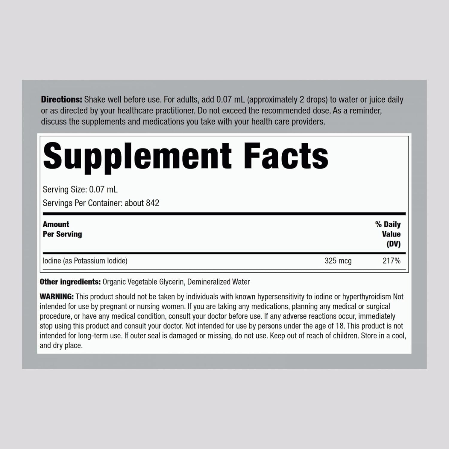 Piping Rock Nascent Iodine Drops Organic | 2 fl oz | 2 Fl Oz (Pack of 1)