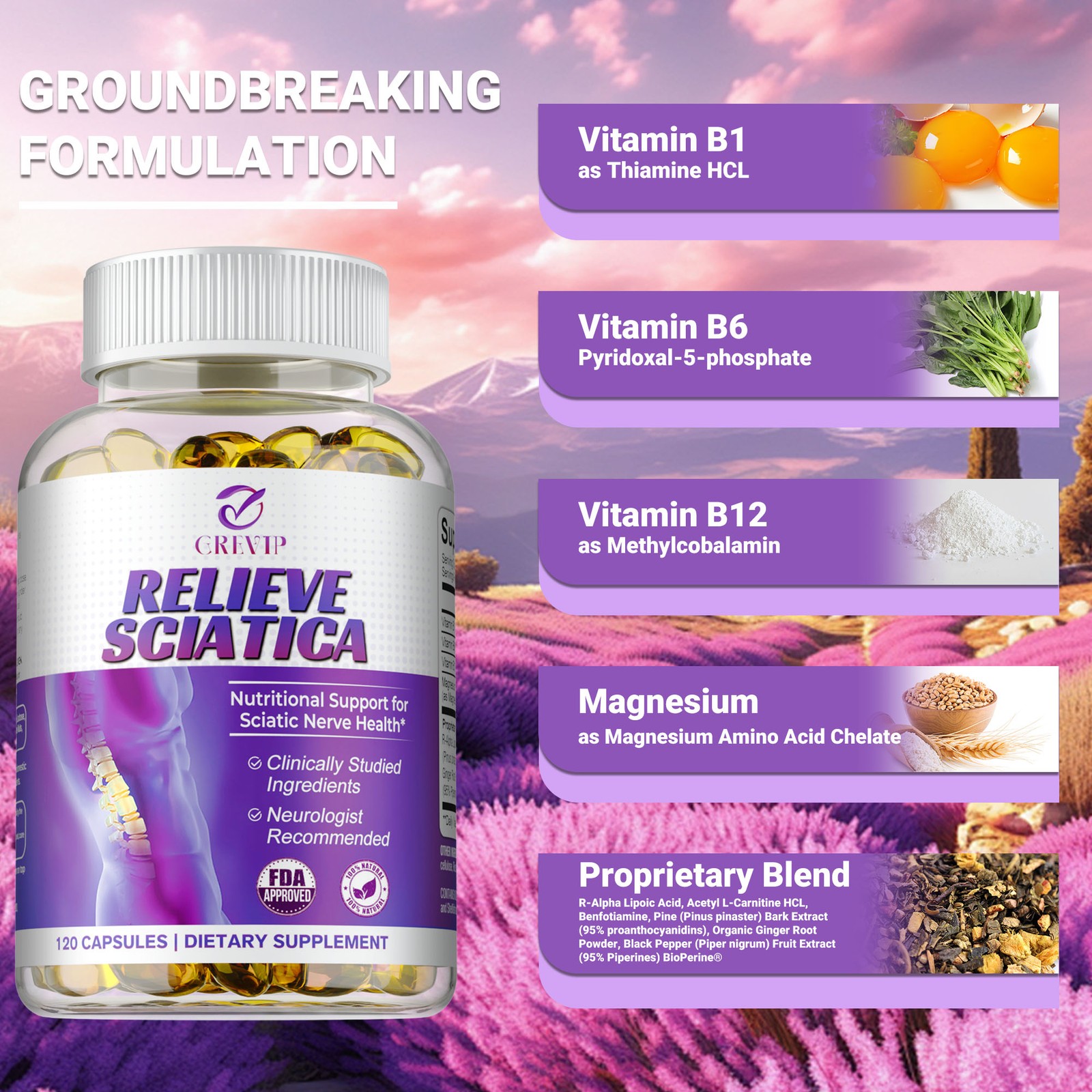 Relieve Sciatica – R-ALA – Nerve Soothing Formula, Relieve Joint and Muscle Pain