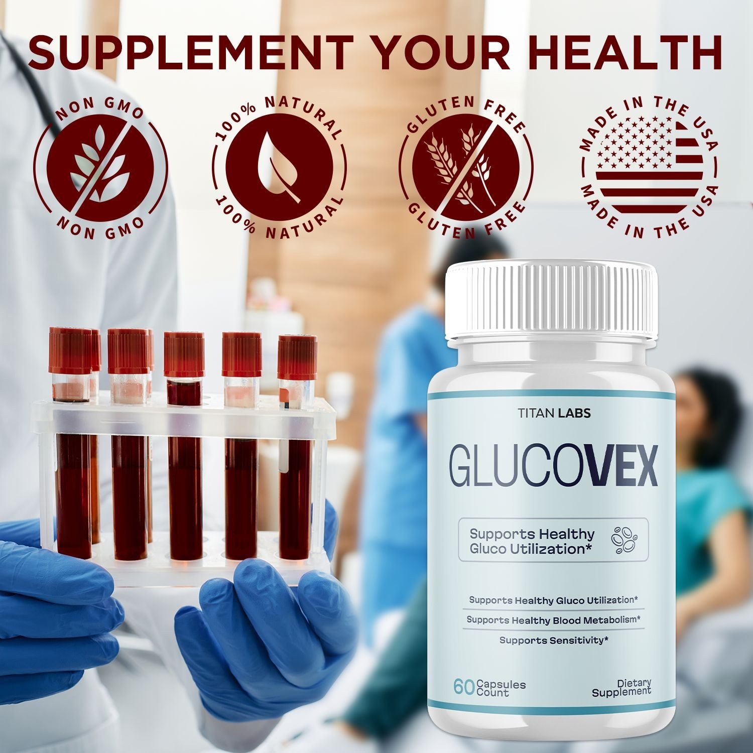(5 Pack) Glucovex Advanced Blood Support Max Supplement Gluco Vex 300 Capsules