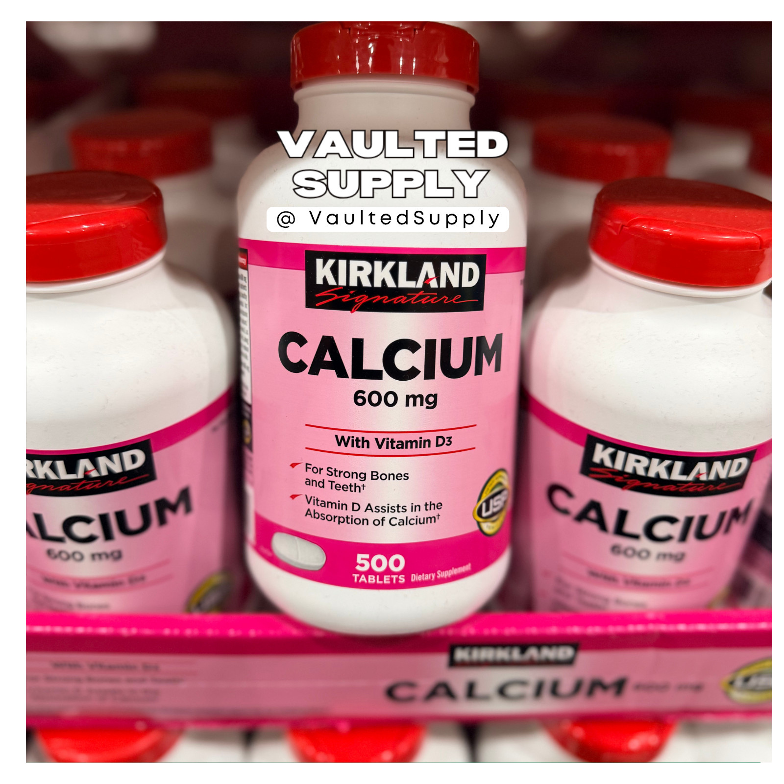 Kirkland Signature Calcium 600 mg with Vitamin D 500 / 1000 Tablet 1 or 2 Pack
