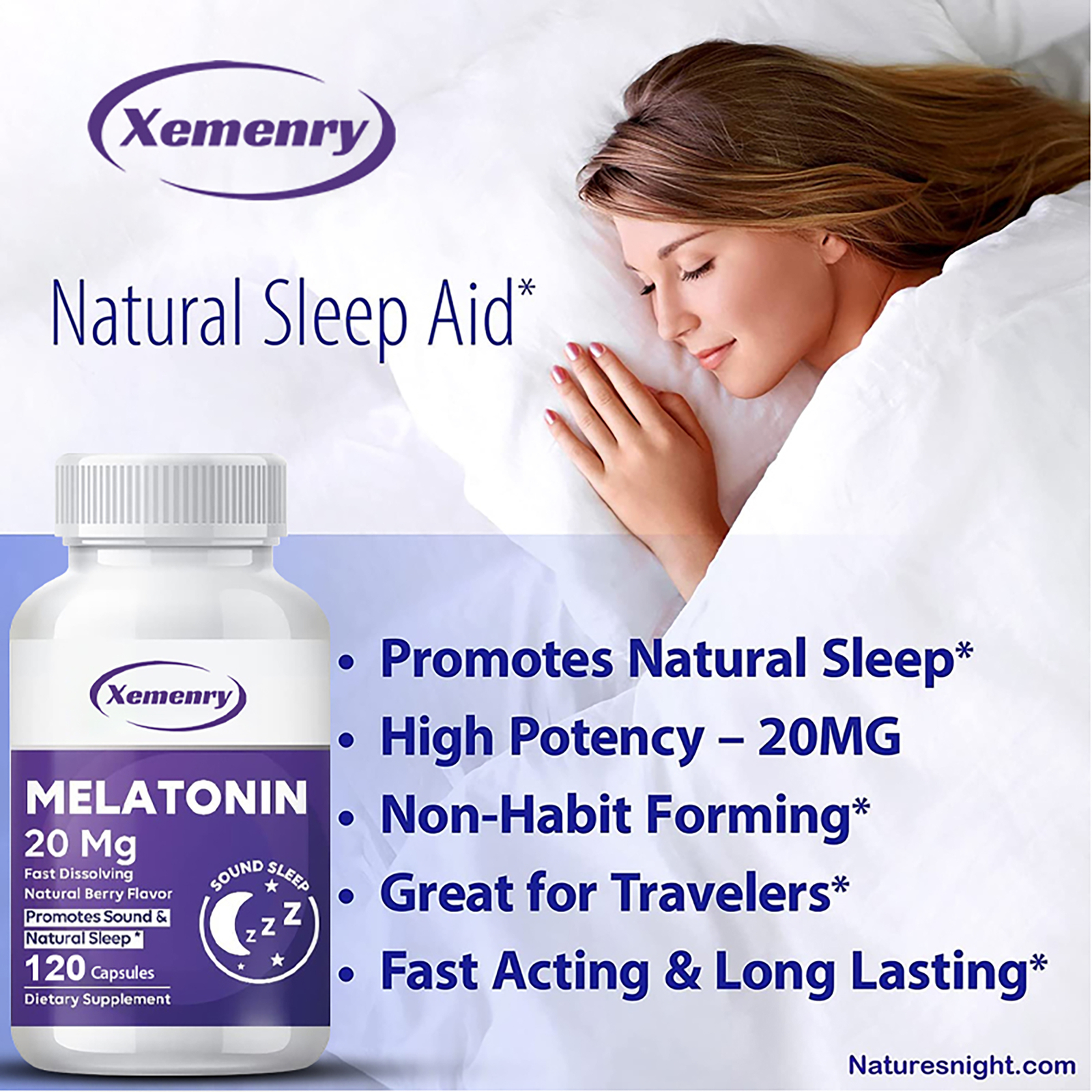 Melatonin 20mg – Improve Relax and Natural Sleep, Maintain Circadian Rhythms
