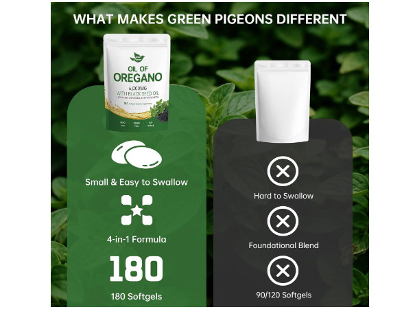 Oil of Oregano 6000mg with Black Seed Oil Softgels – 180 Capsules