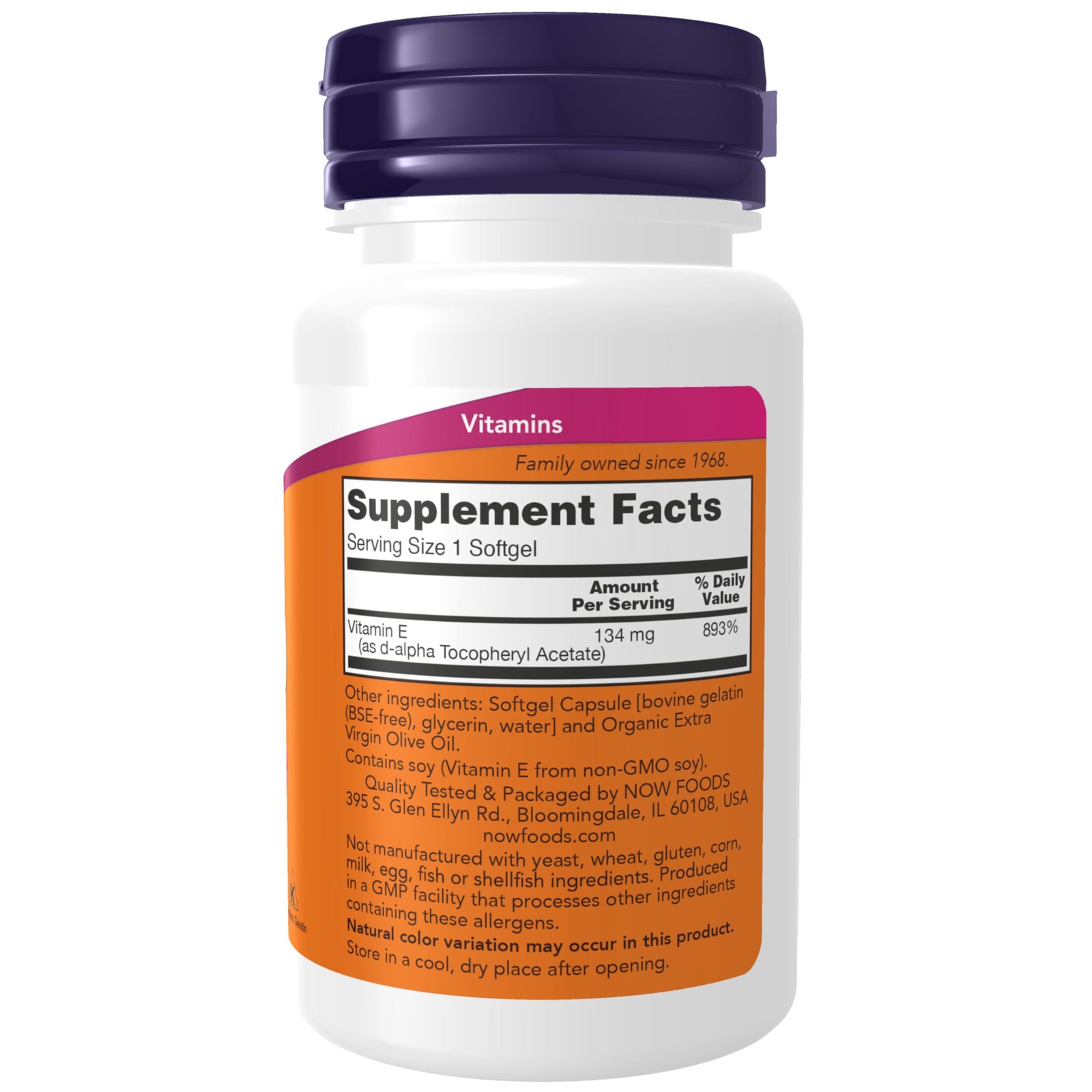 Now Foods Vitamin E Light Yellow 100 Count Antioxidant For Cellular Health
