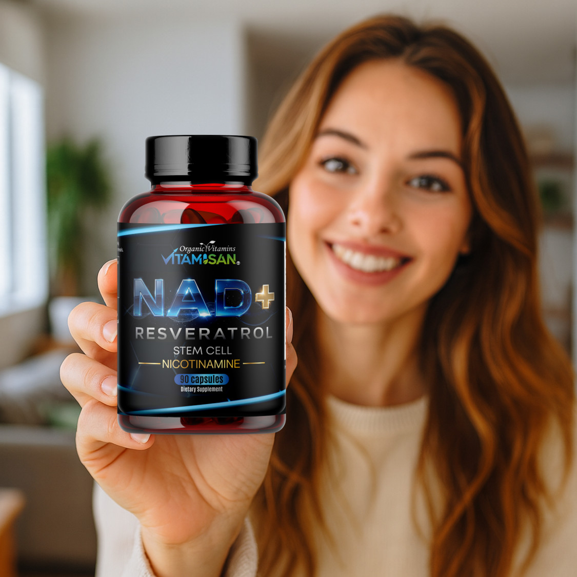 Resveratrol Cq10 NAD 1100mg, 90 Capsules Anti-Aging Antioxidants, Brain Support
