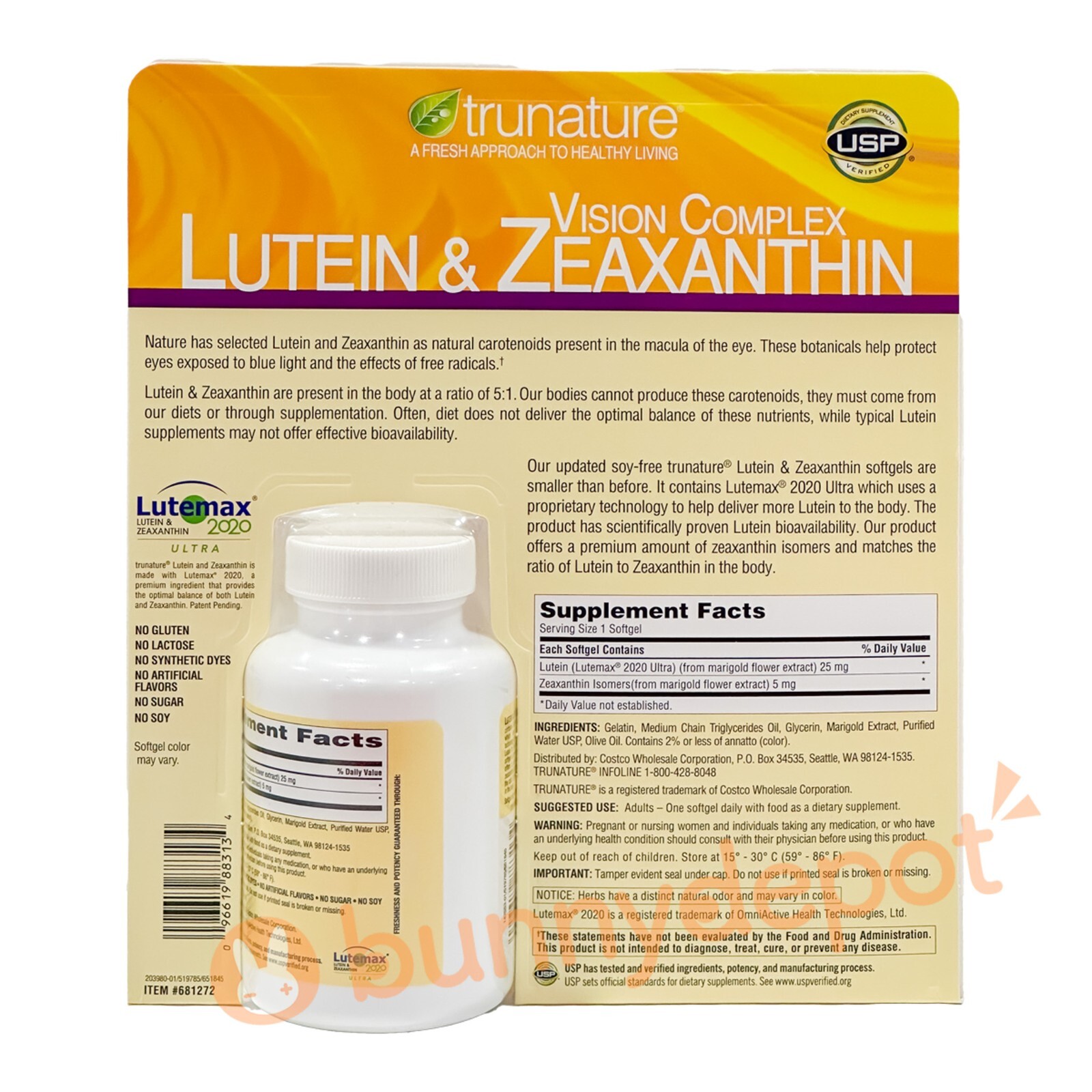 trunature Vision Complex Lutein & Zeaxanthin 140 Softgels 2025+