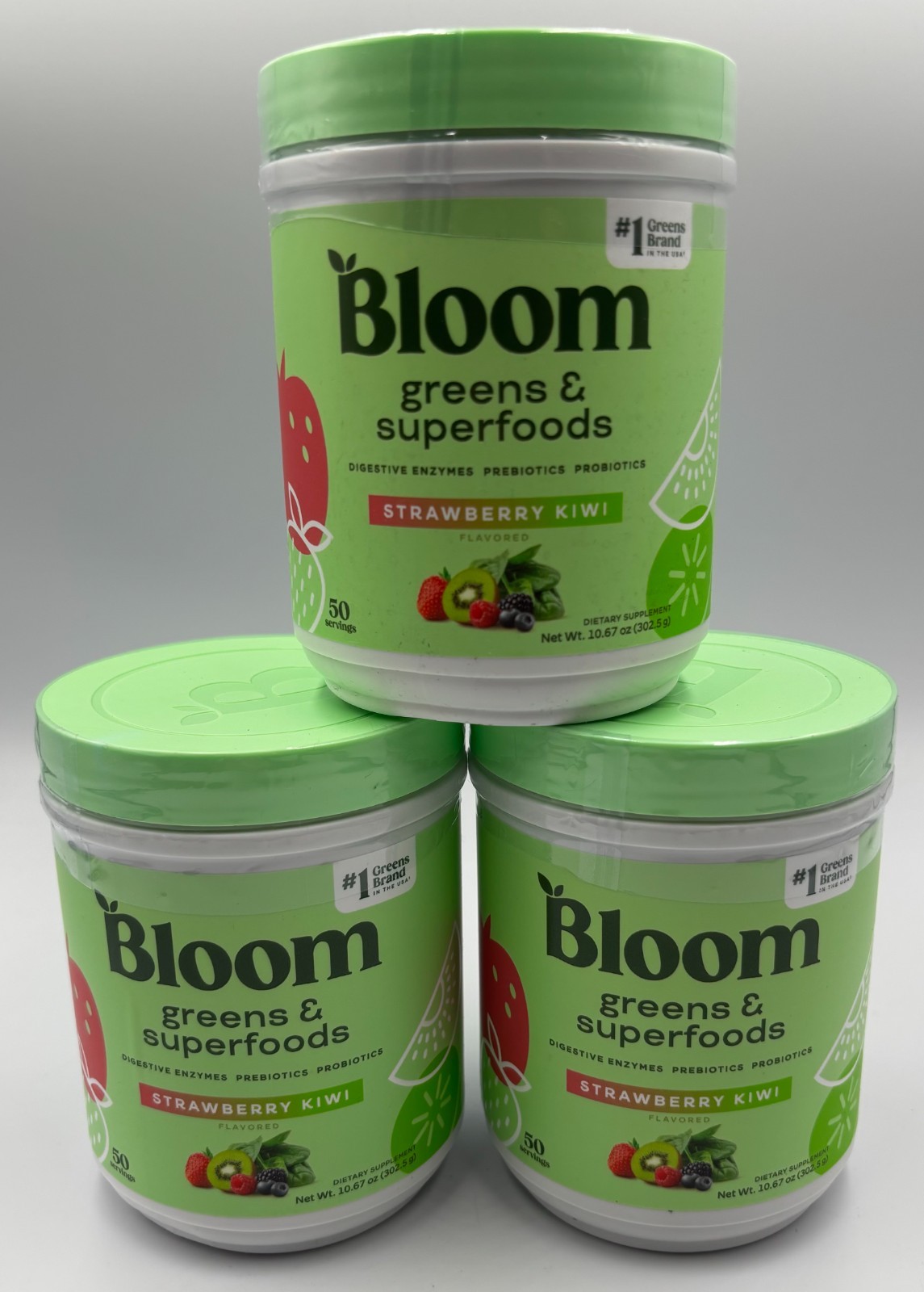 Bloom Greens & Superfoods Powder, STRAWBERRY KIWI, 50 Servings, Mix w/Beverage