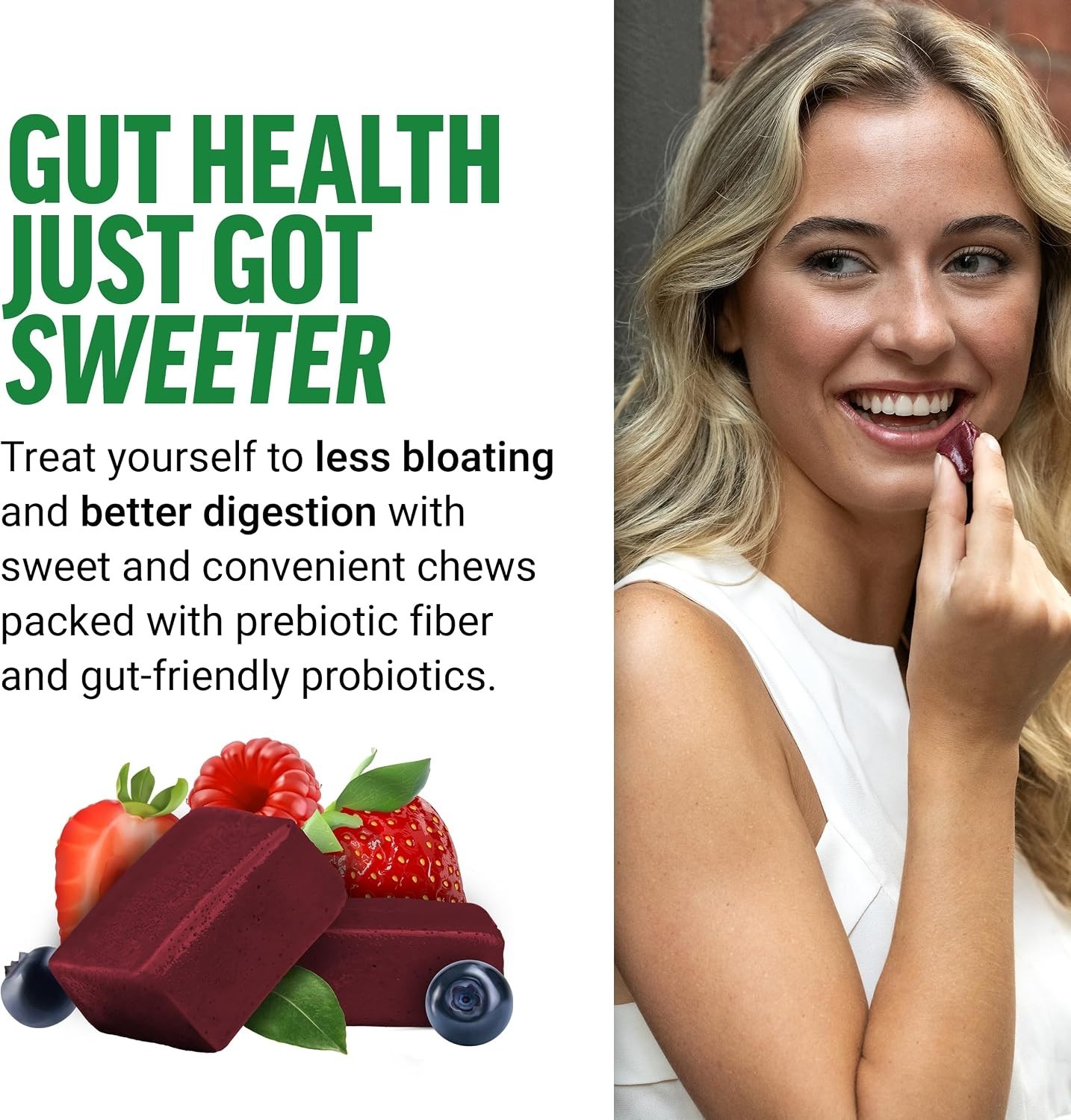 60 Count Summer Berry Soft Chews: Probiotics and Fiber for Digestive Health