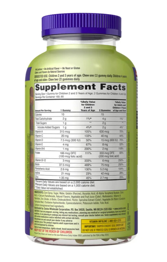 Kirkland Signature Children’s Complete Multivitamin, Vitamins, 320 Gummies