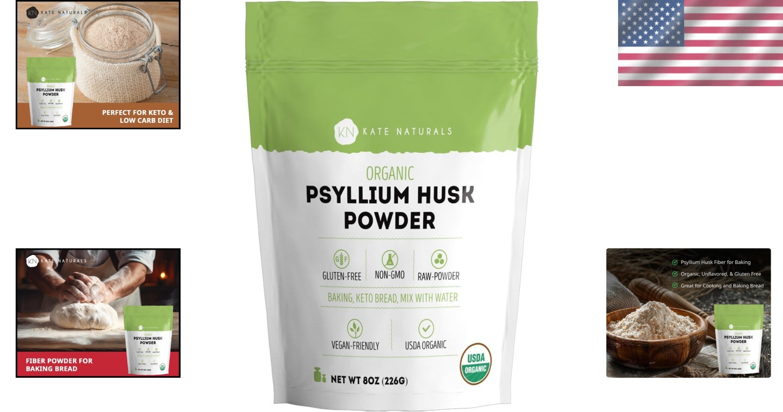 8oz Gluten-Free Organic Psyllium Husk Powder – Perfect for Baking & Digestion