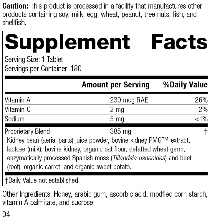 Standard Process Renafood Whole Food Kidney Health Supplement, 180 Tablets