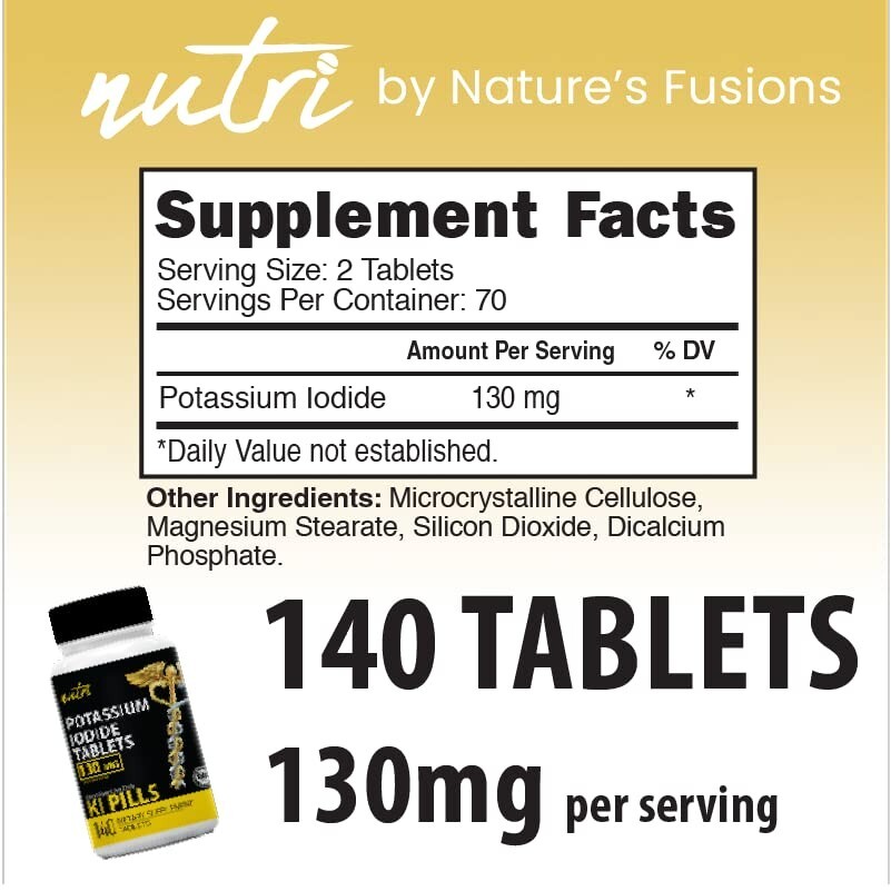 Potassium + Iodide Tablets Radiation 130 mg (2 Pack) – (280 Tablets) EXP 2033
