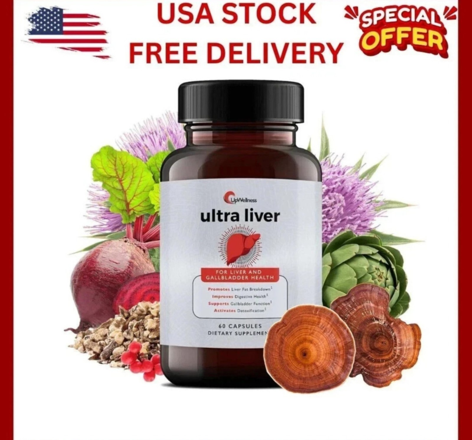 3Pack-UpWellness Ultra Liver Supplement for Liver Health and Gallbladder Support