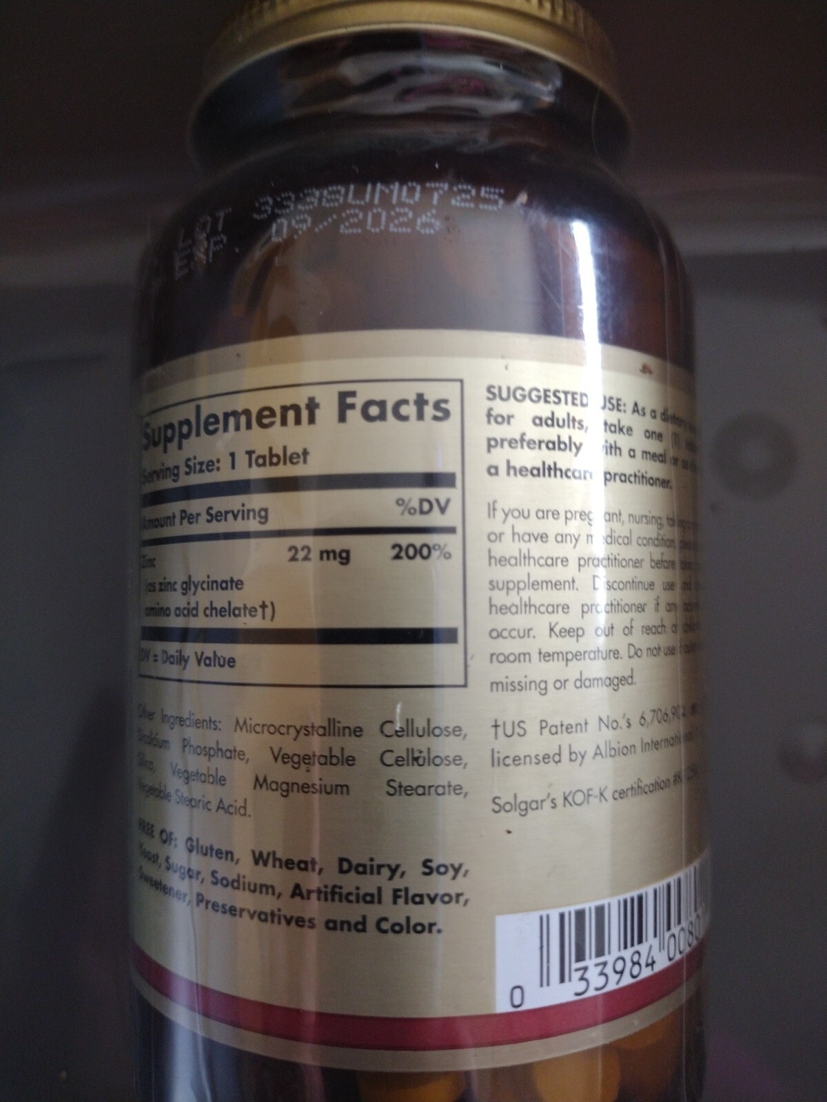 SOLGAR Chelated ZINC – 250 Tablets – Non-GMO – NEW SEALED – EXP. 10/2024