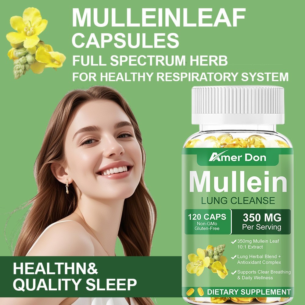 15-in-1 Mullein Leaf Capsules | 3500mg | 60/120 Count | Support Lung Cleanse