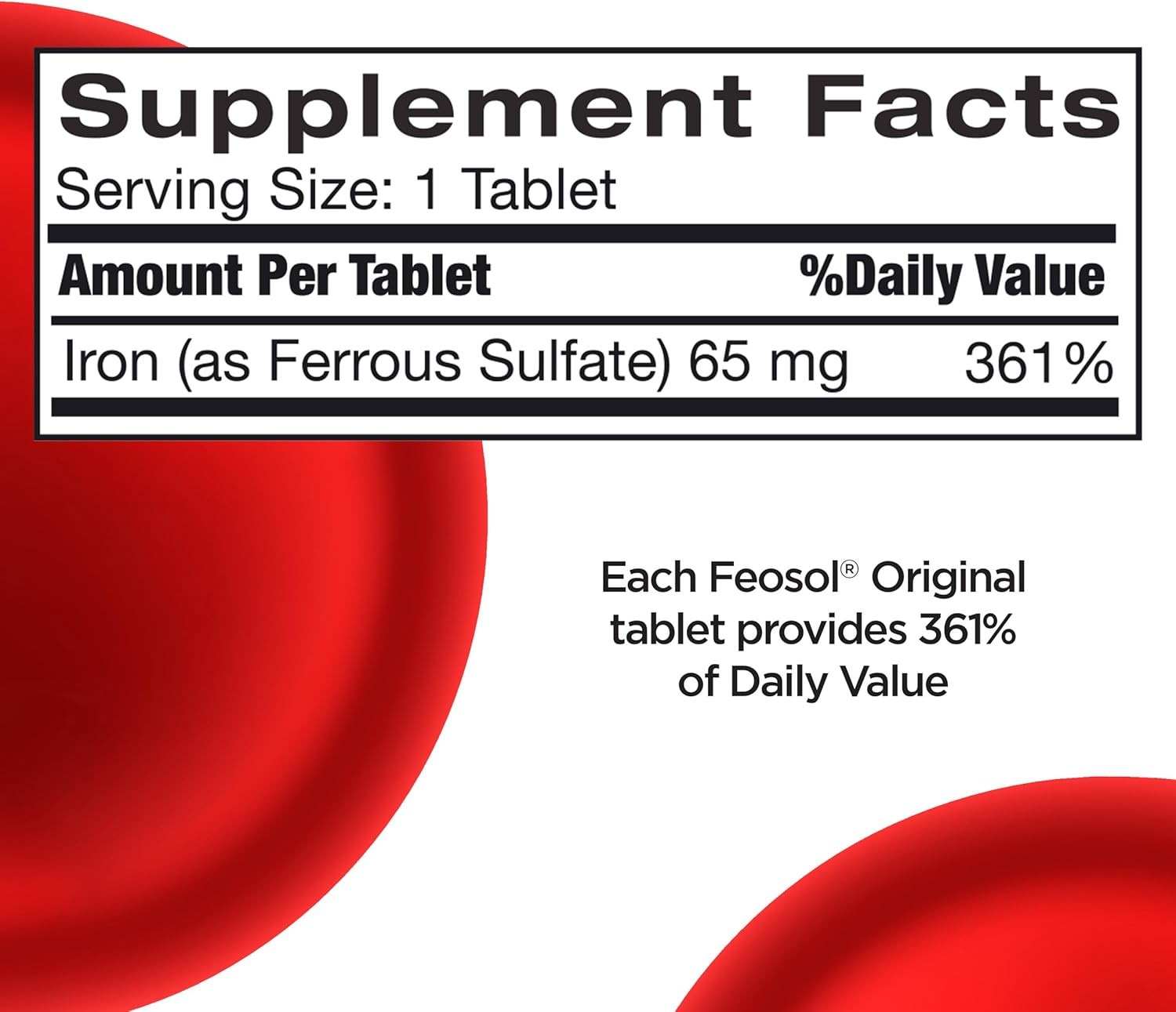 Original Iron Supplement Tablets, Non-Heme, 65Mg Iron per Pill, 1 per Day, 120Ct