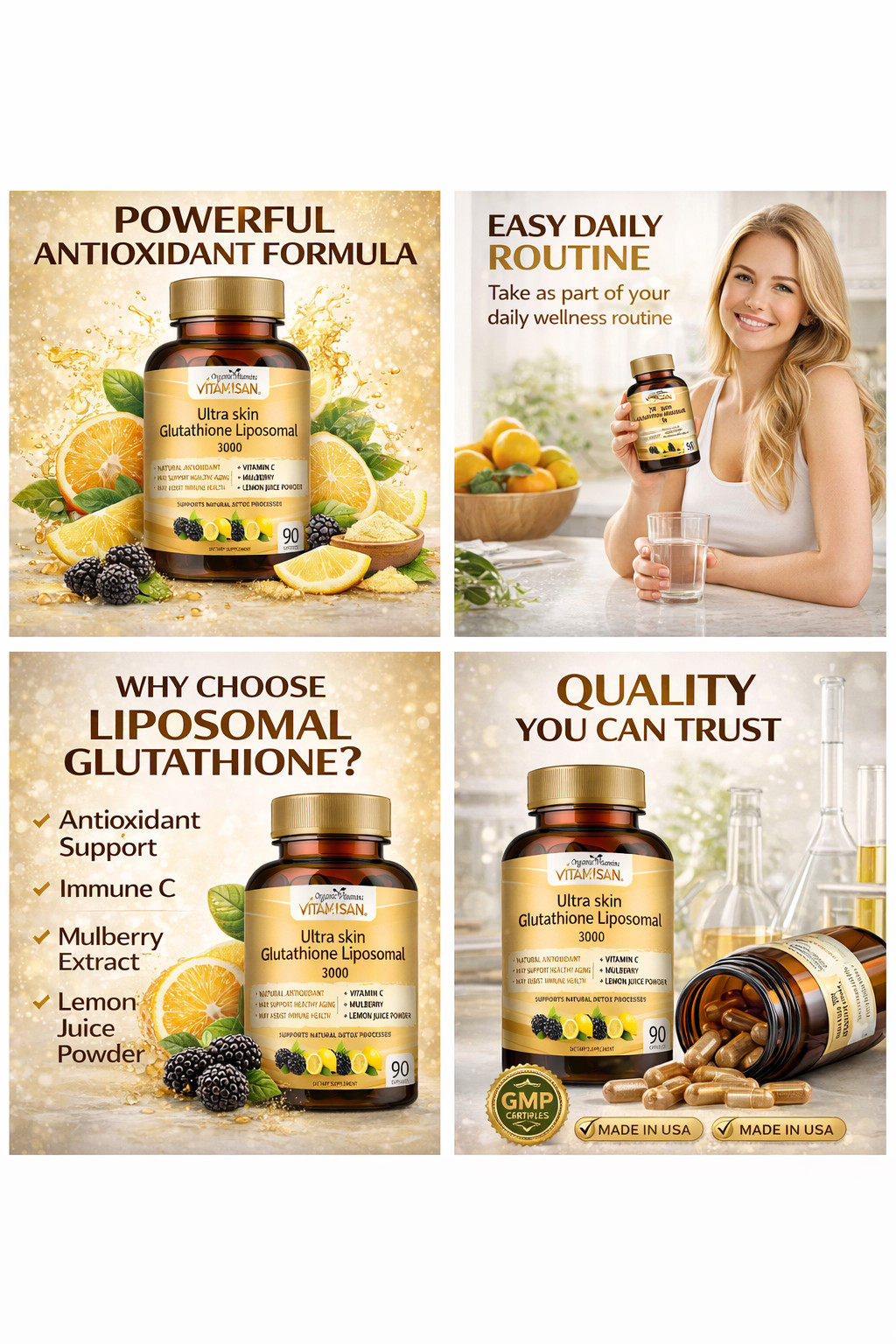 Glutathione Liposomal 3000 + Vitamin C Antioxidant Support 90 Caps